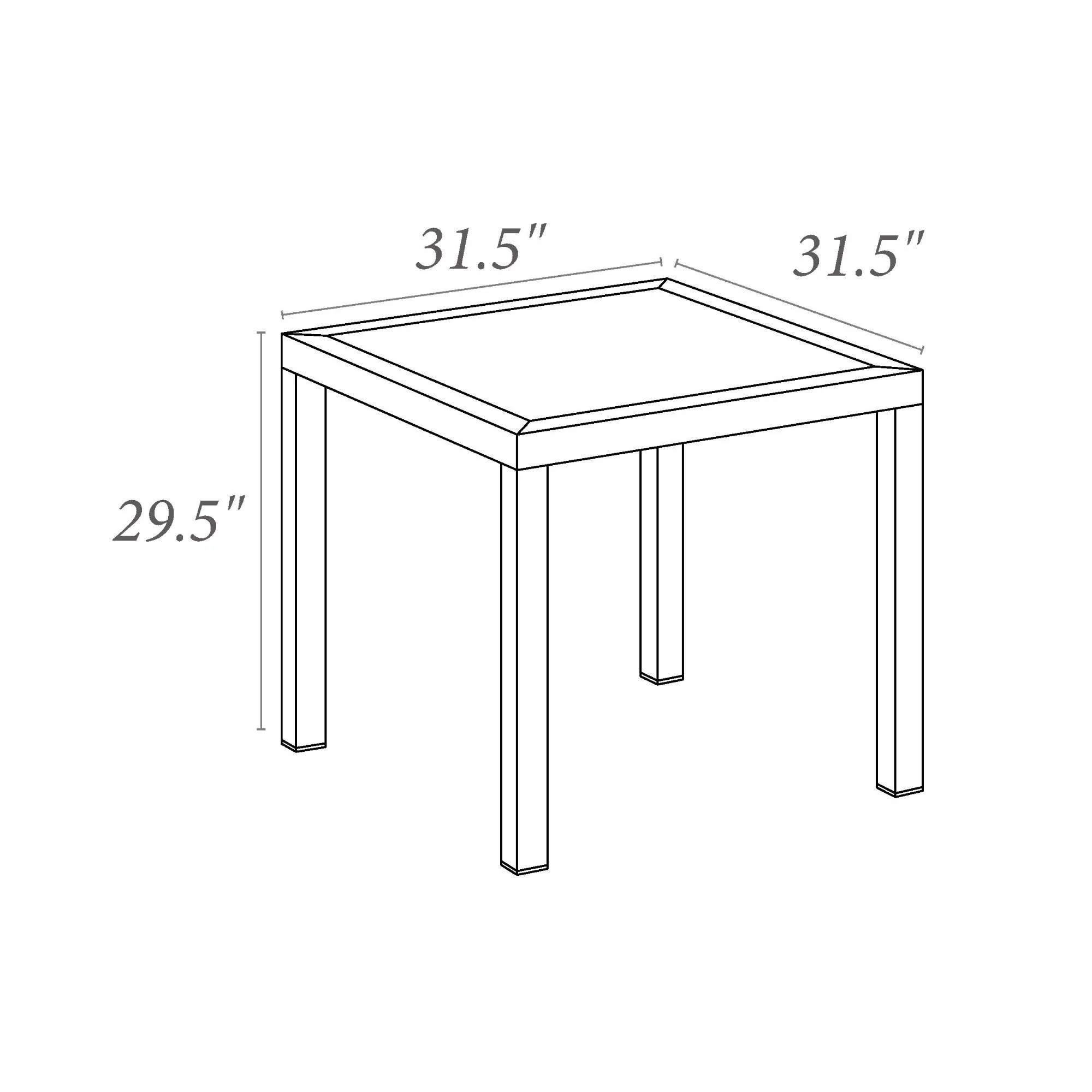 5-Piece White Patio Square Dining Set with Sunbrella Natural Cushion 31.5
