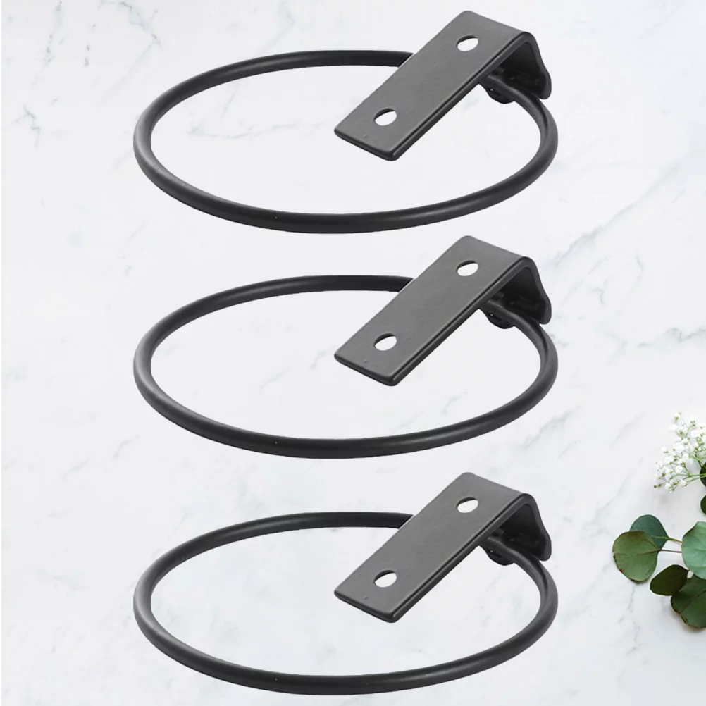 3pcs Wall Mounted Flower Pot Tray Metal Iron Ring Flowerpot Wall Bracket Planter Tray (17.5x15x6.2cm)