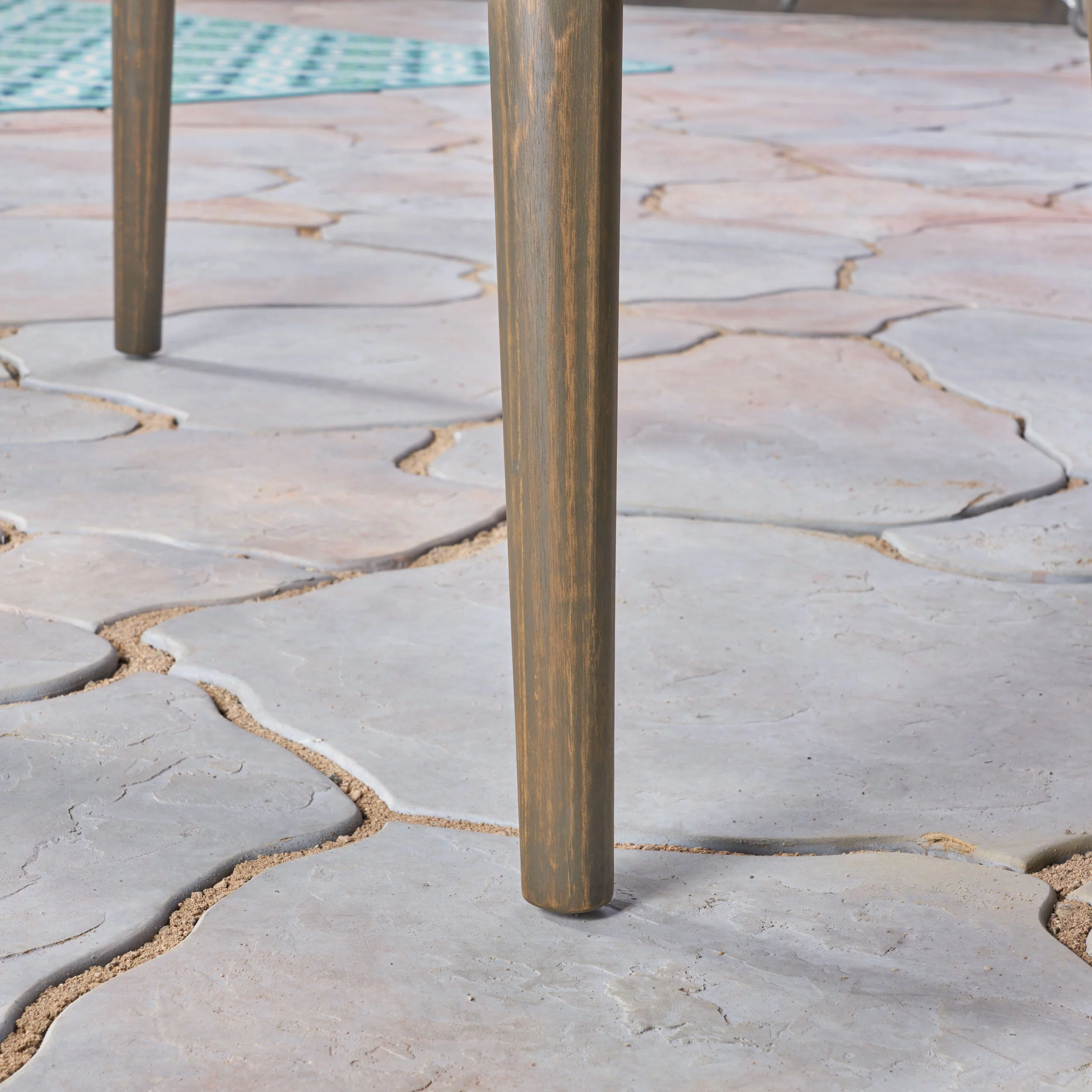 Noble House Haley 5 Piece Wooden Round Patio Dining Set in Gray