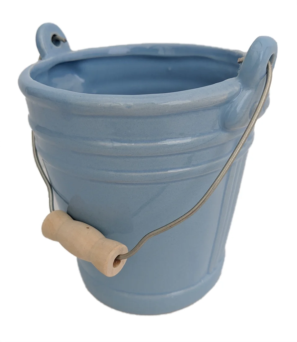 Blue Ceramic Pail Planter - 3.25