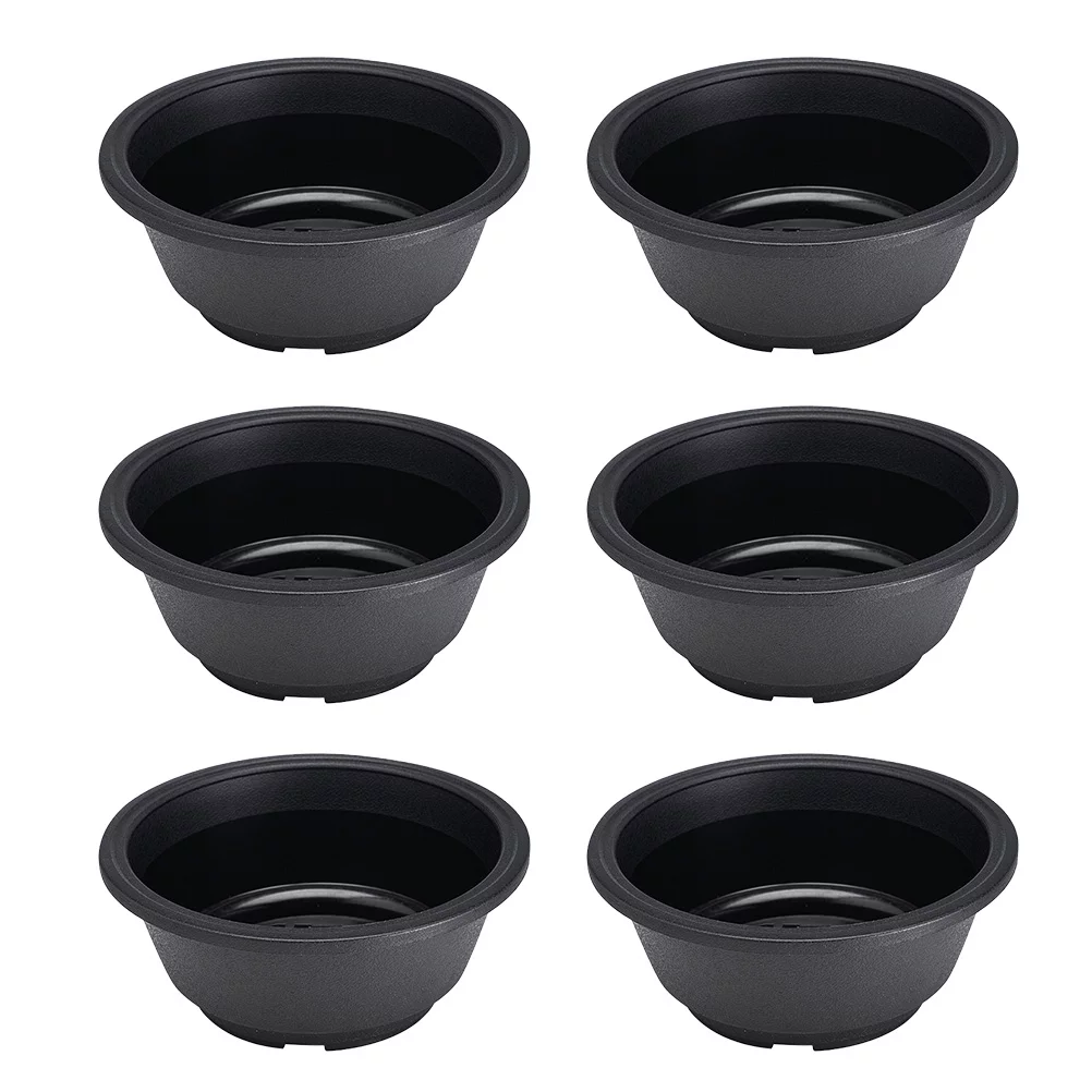Plastic Flower Pot 6 Pcs Succulent Plant Desktop Ornament Seedling Pots Round Shallow