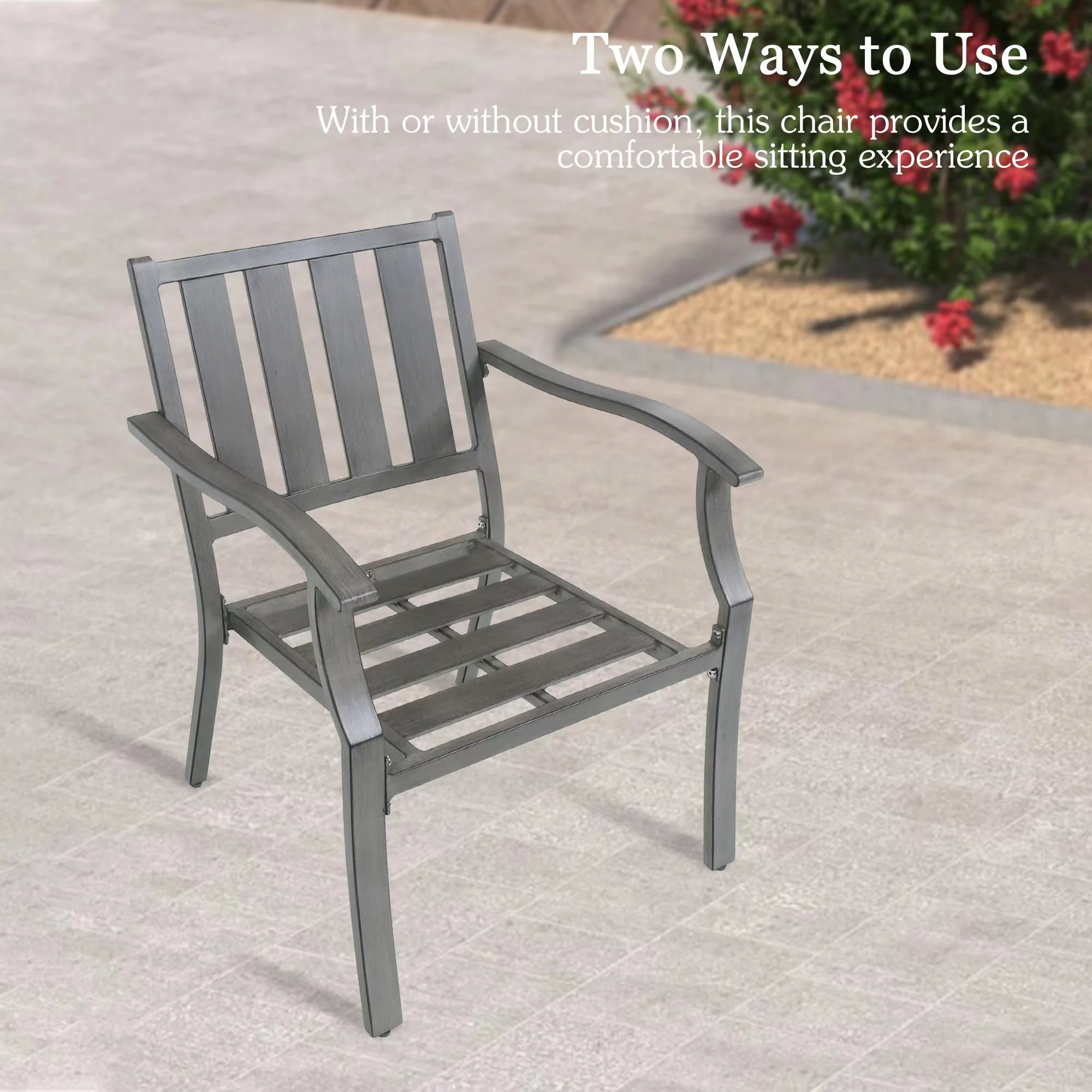 Ulax Furniture Patio Aluminum Dining Chairs with Sunbrella Cushions, Set of 2