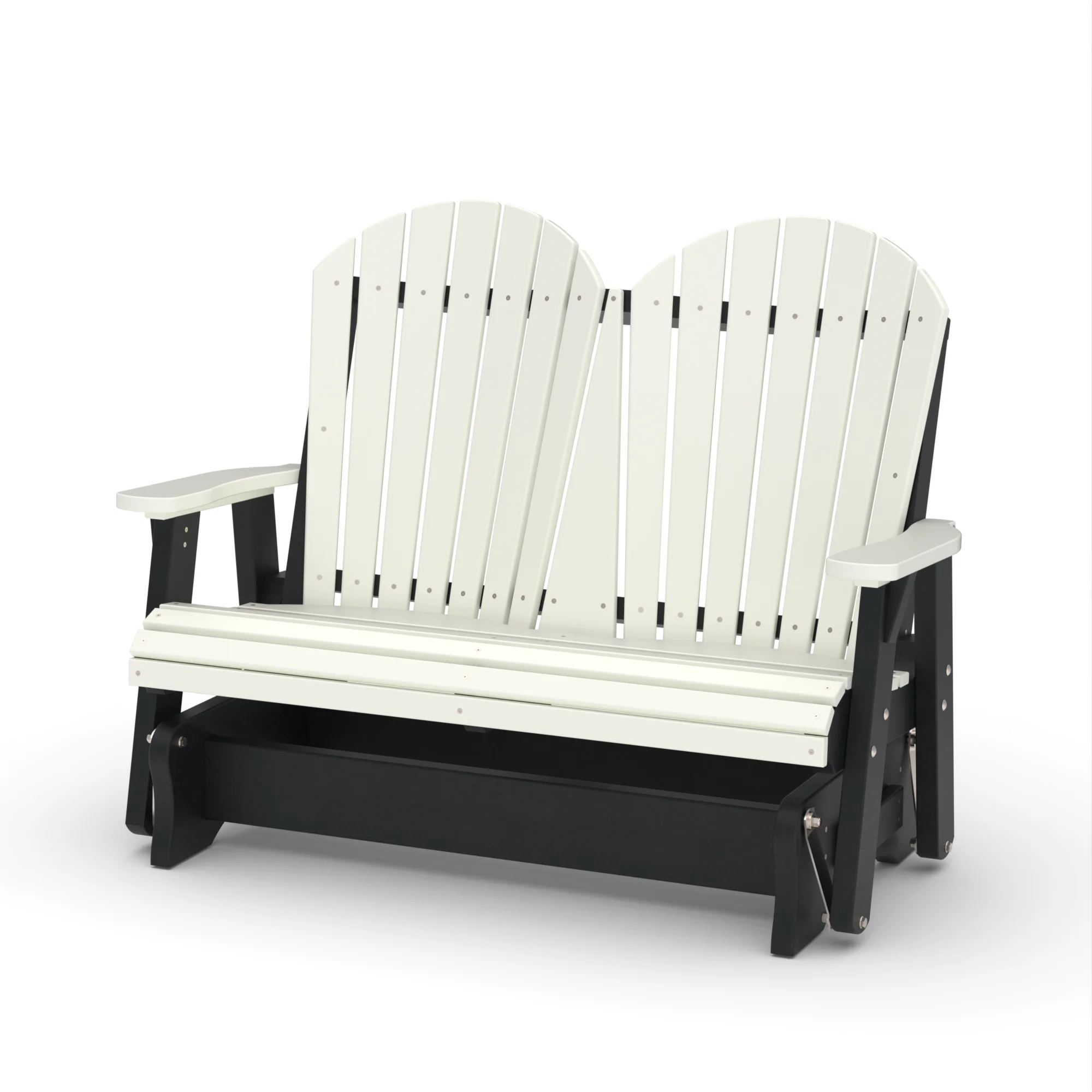 Wildridge Heritage Double Glider, White and Black, Outdoor Weather Resistant Poly Patio Furniture