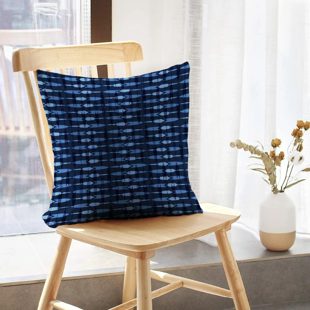 LALILO Throw Pillow Covers Indigo Blue Dye Lines Grunge Stripes Cushion Cover 18