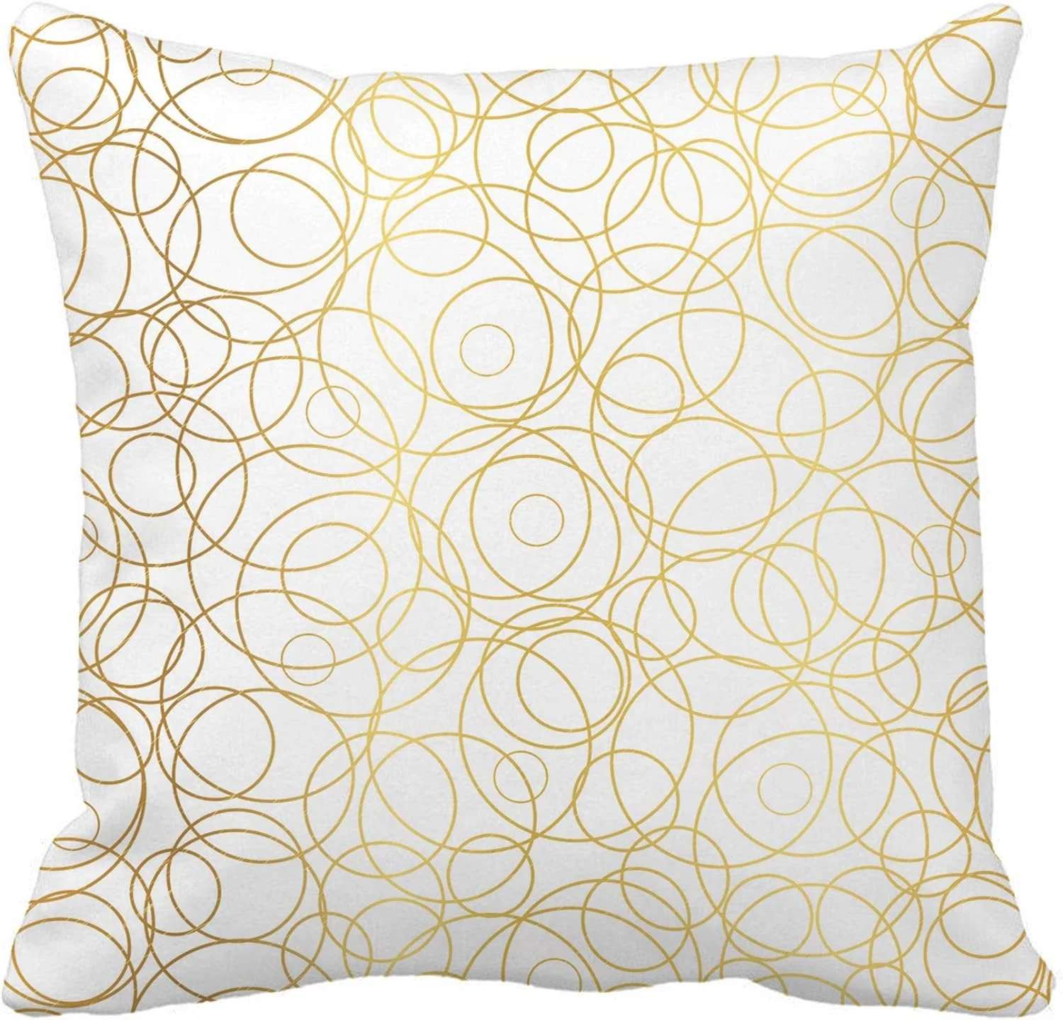 Throw Pillow Cover Yellow Golden Abstract Circles Bubbles Great for Elegant Gold 18x18 Inches Pillowcase Home Decorative Square Pillow Case Cushion Cover