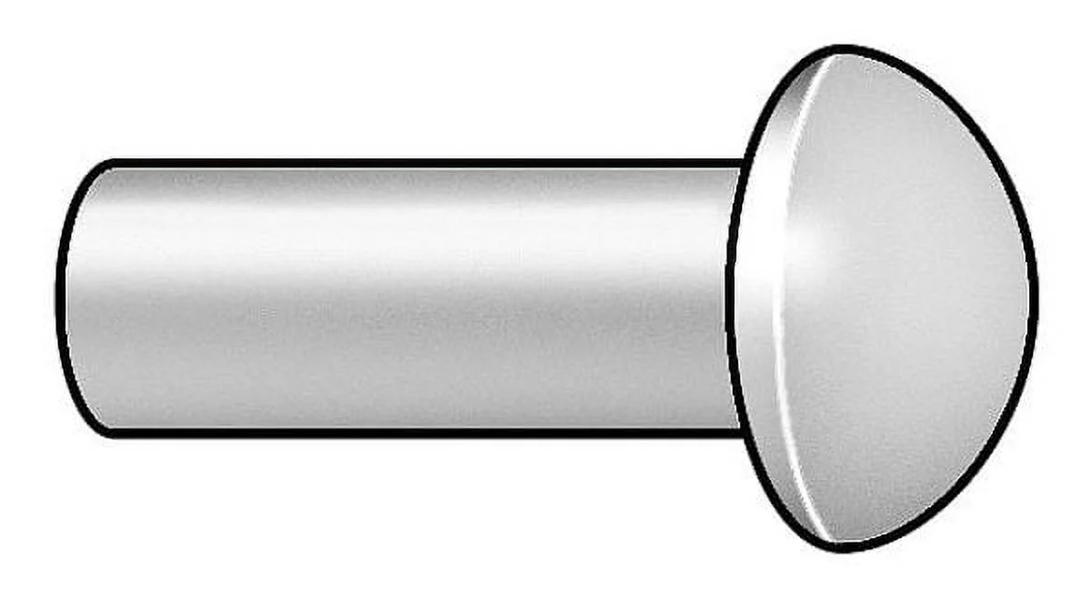 ZoroSelect Solid Rivet, Round Head, 0.1875 in Dia., 2 in L, Stainless Steel Body, 25 PK
