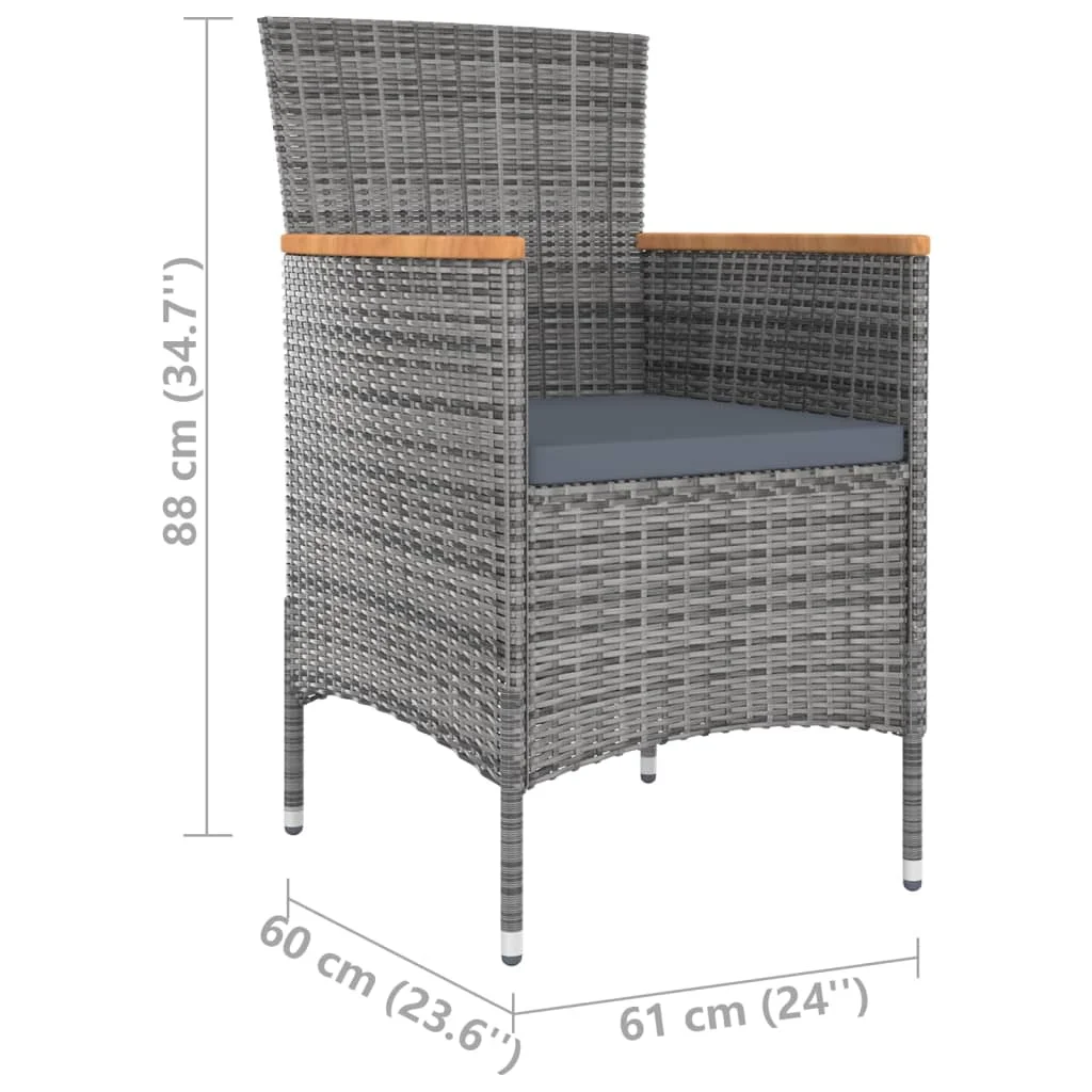 Walmeck Patio Dining Chairs 4 pcs Poly Rattan Gray