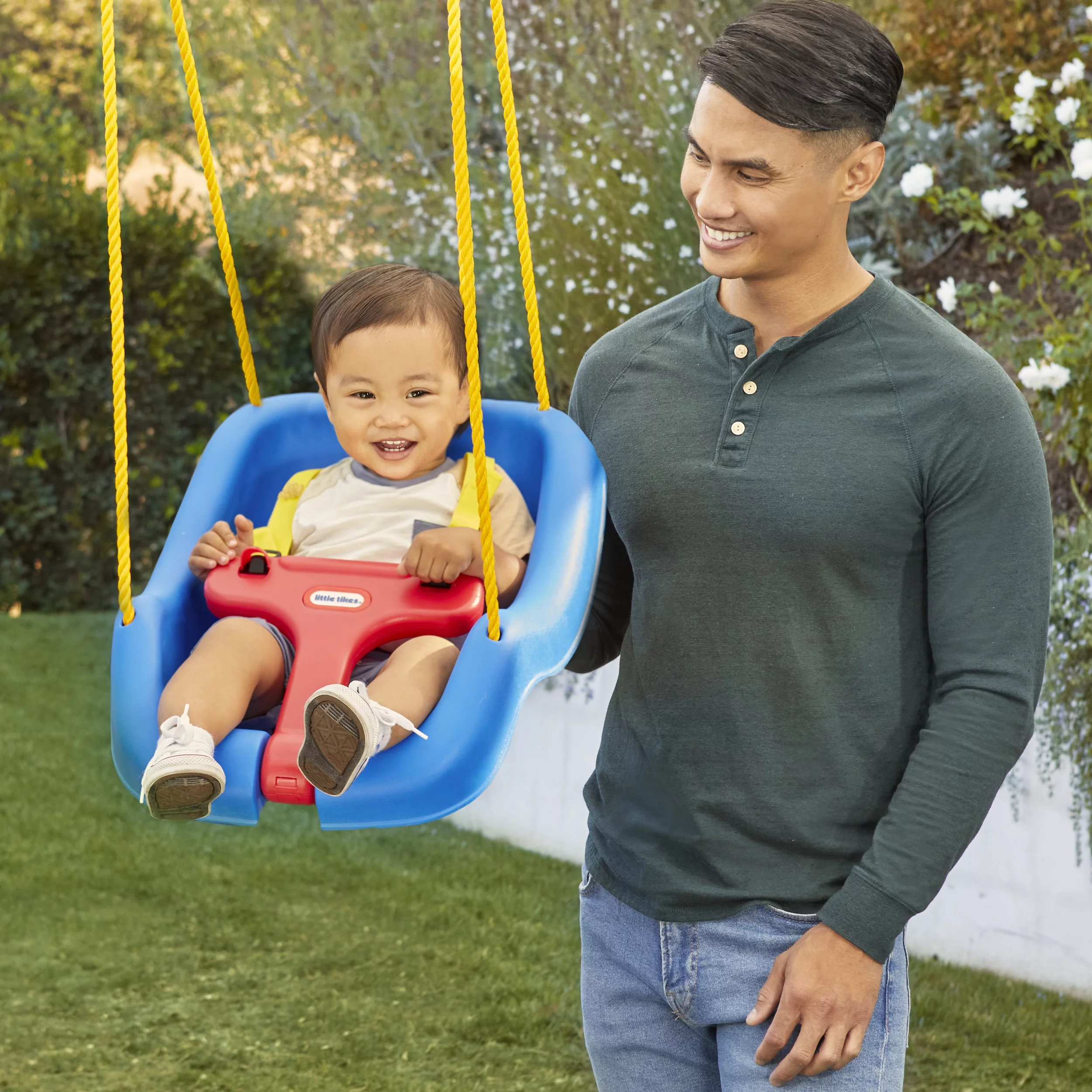 Little Tikes 2-in-1 Snug and Secure Swing, High Back Swing, Blue