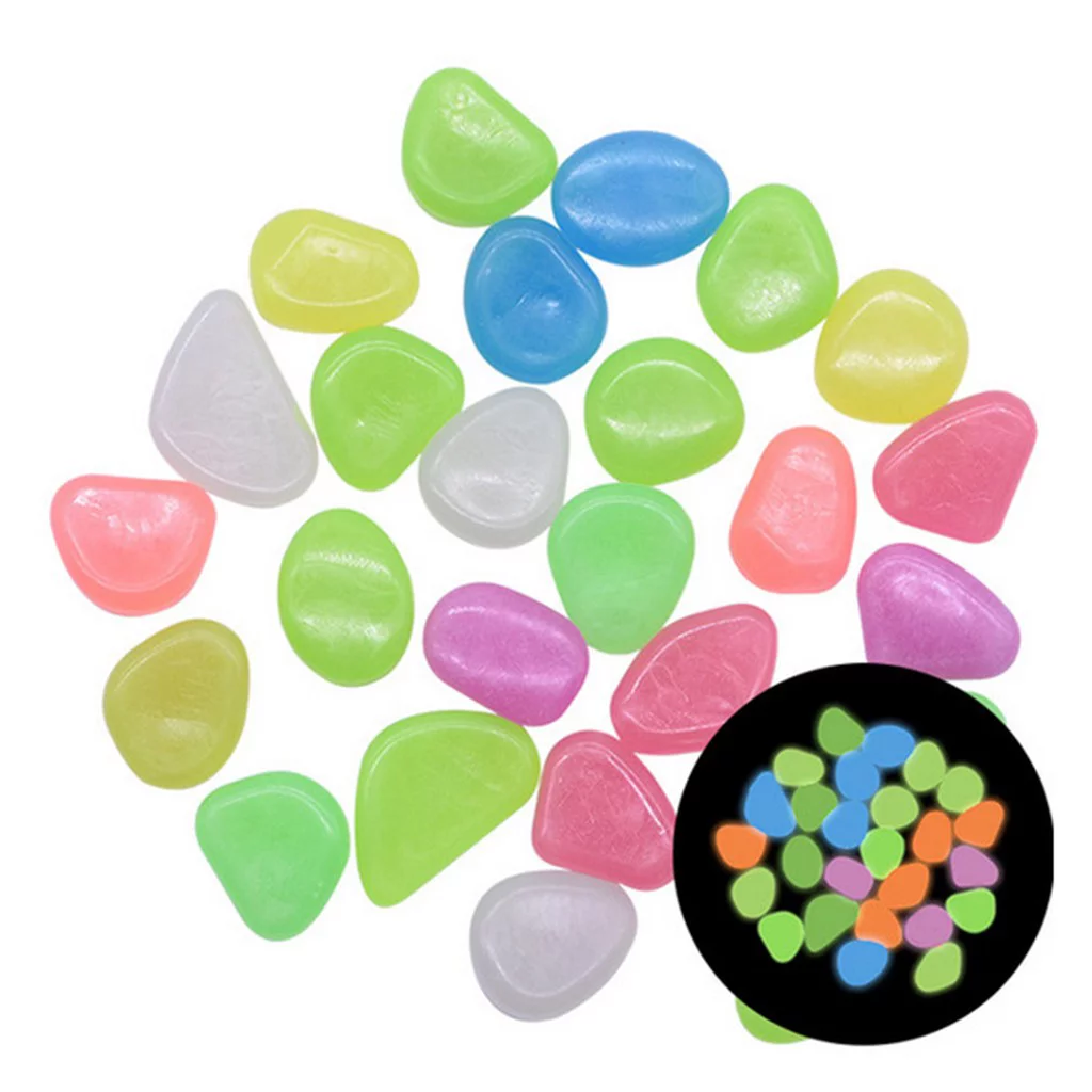 ZiSUGP 100pcs Glow in The Dark Pebbles Luminous Stones Rocks for Garden Aquariums Deco Humidity Trays for Indoor 5