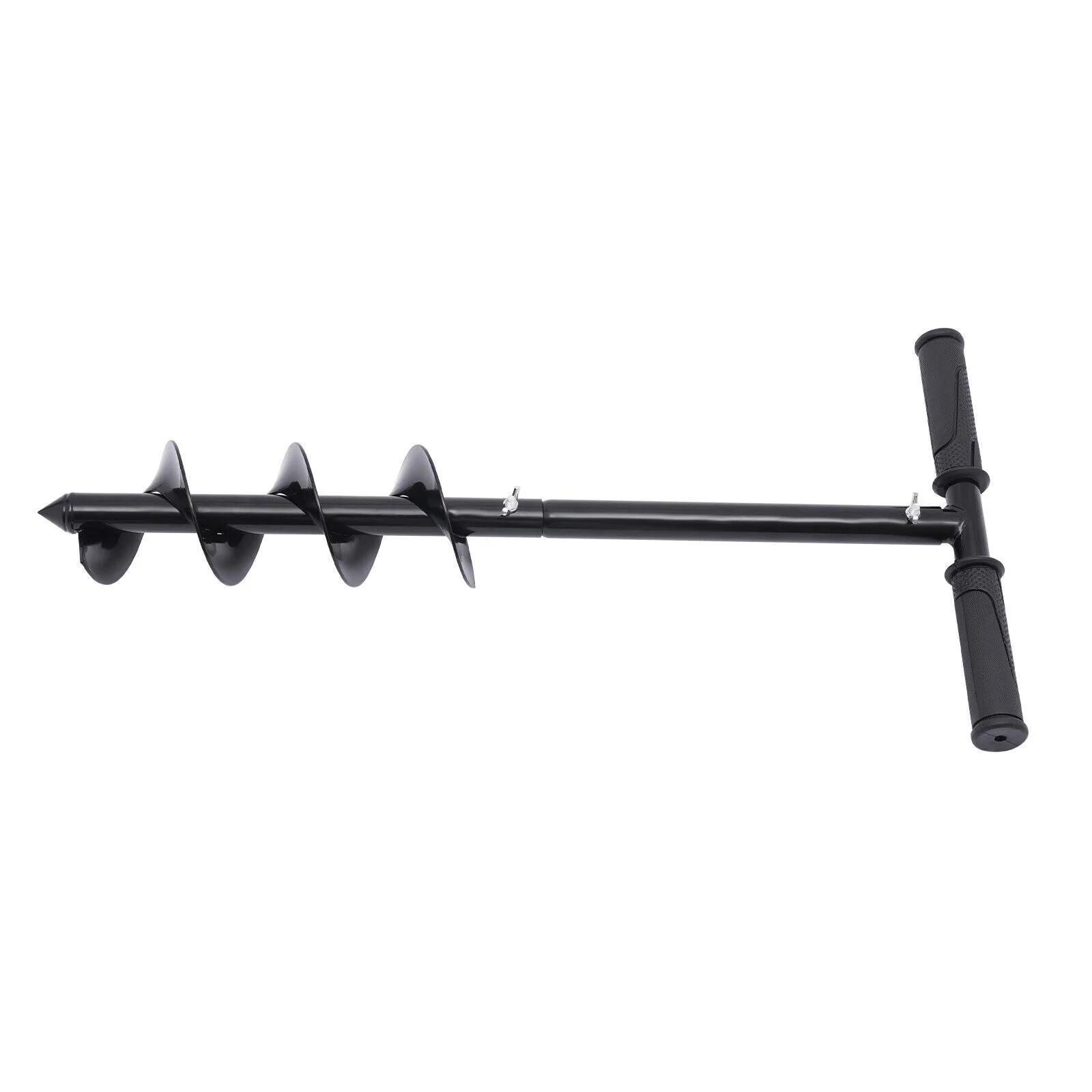 Hand Post Hole Digger T-shaped Earth Garden Auger Drill with Non-Slip Handle,Single Blade, Spiral