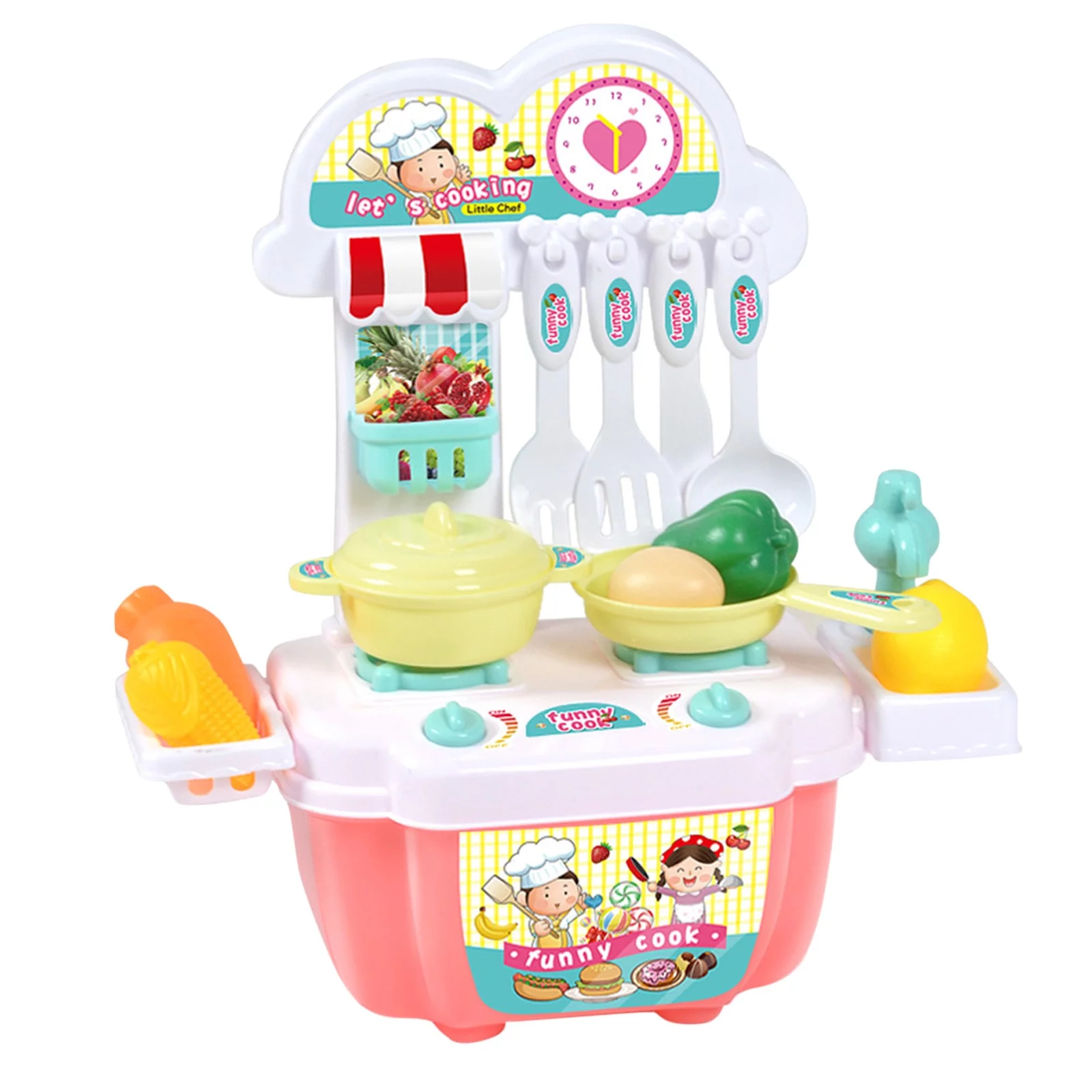 iju7gthy Summer Toys for Toddlers 1-3 4Th of July Party 22Pc Kitchen Play House Toy Happy Small Kitchen Tableware