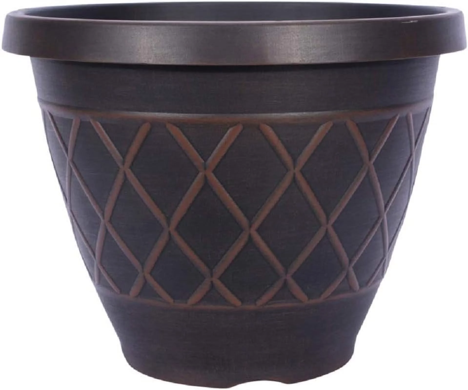 Planter, Round, Brown, 15 Inch