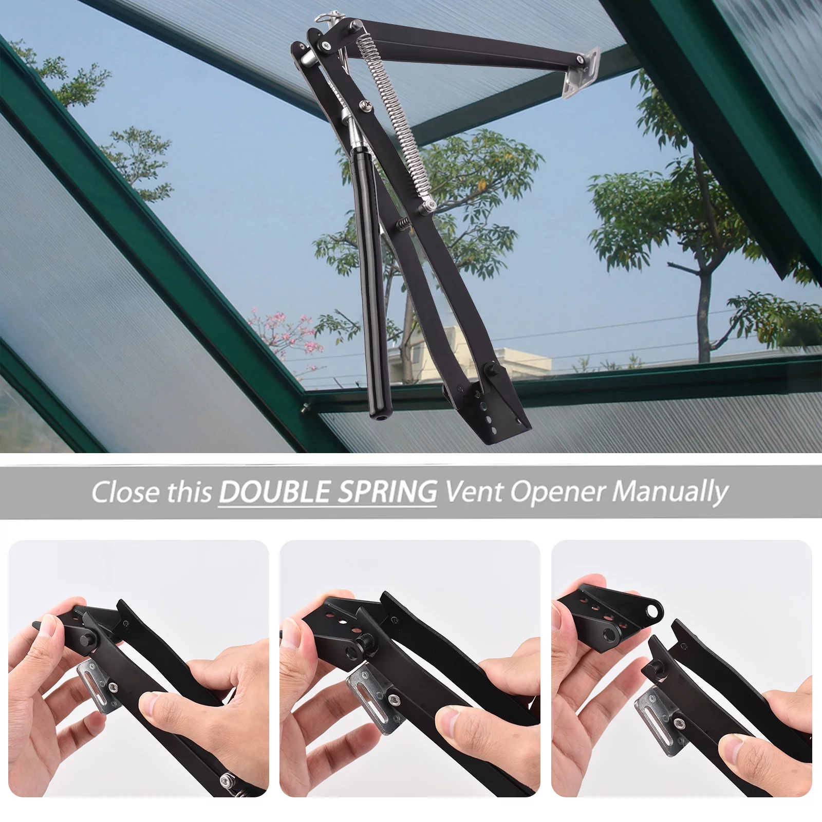 Shinysix Automatic Vent Opener for Greenhouse Windows, Auto Vent Opener with Temperature Sensing, Paint Spraying Iron Double SpringIdeal for Window Opener