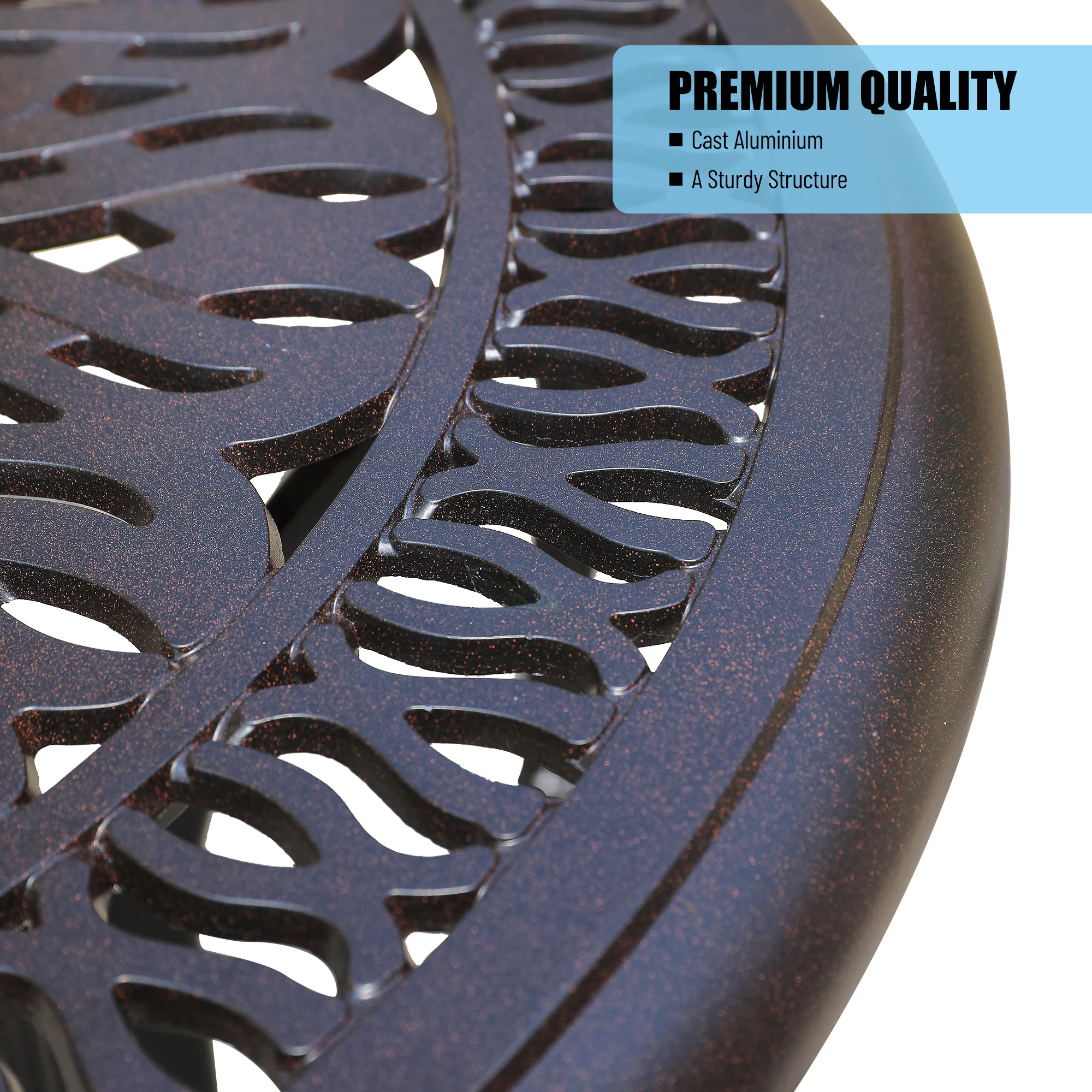 Dcenta Black Patio Dining Chairs, Set of 2 All-weather Cast Aluminum Furniture by Andoer for Outdoor Spaces