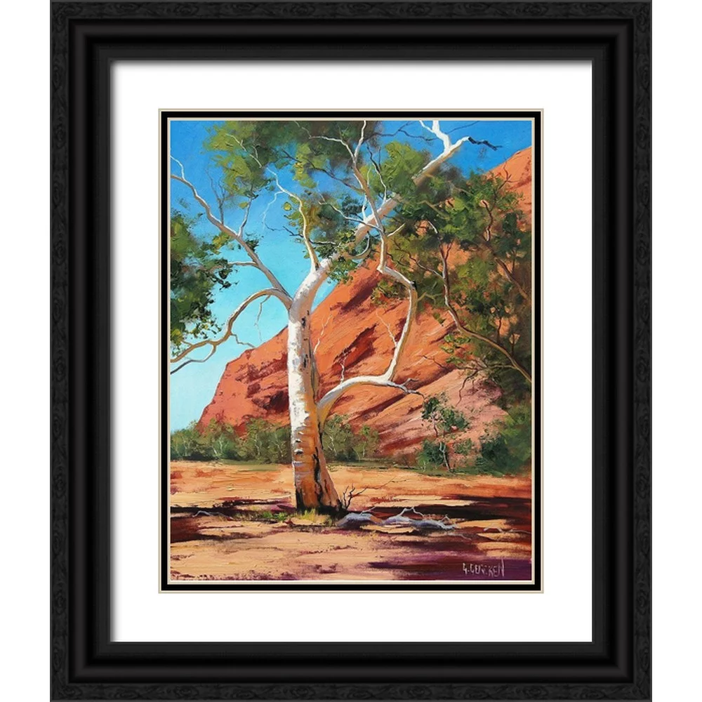 Gercken, Graham 20x24 Black Ornate Wood Framed with Double Matting Museum Art Print Titled - Outback Gum Tree