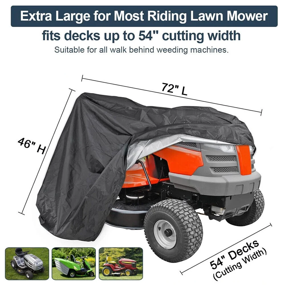 420D Lawn Riding Mower Cover, IC ICLOVER Waterproof Mower Cover Heavy Duty Mildew Resistant UV Protection Tractor Covers Drawstring Universal Fits Decks up to 54