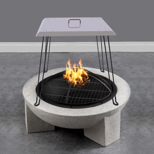 26''X26'' Fire Pit Lid Cover Stainless Steel Burner Pan Lid Square with Handle