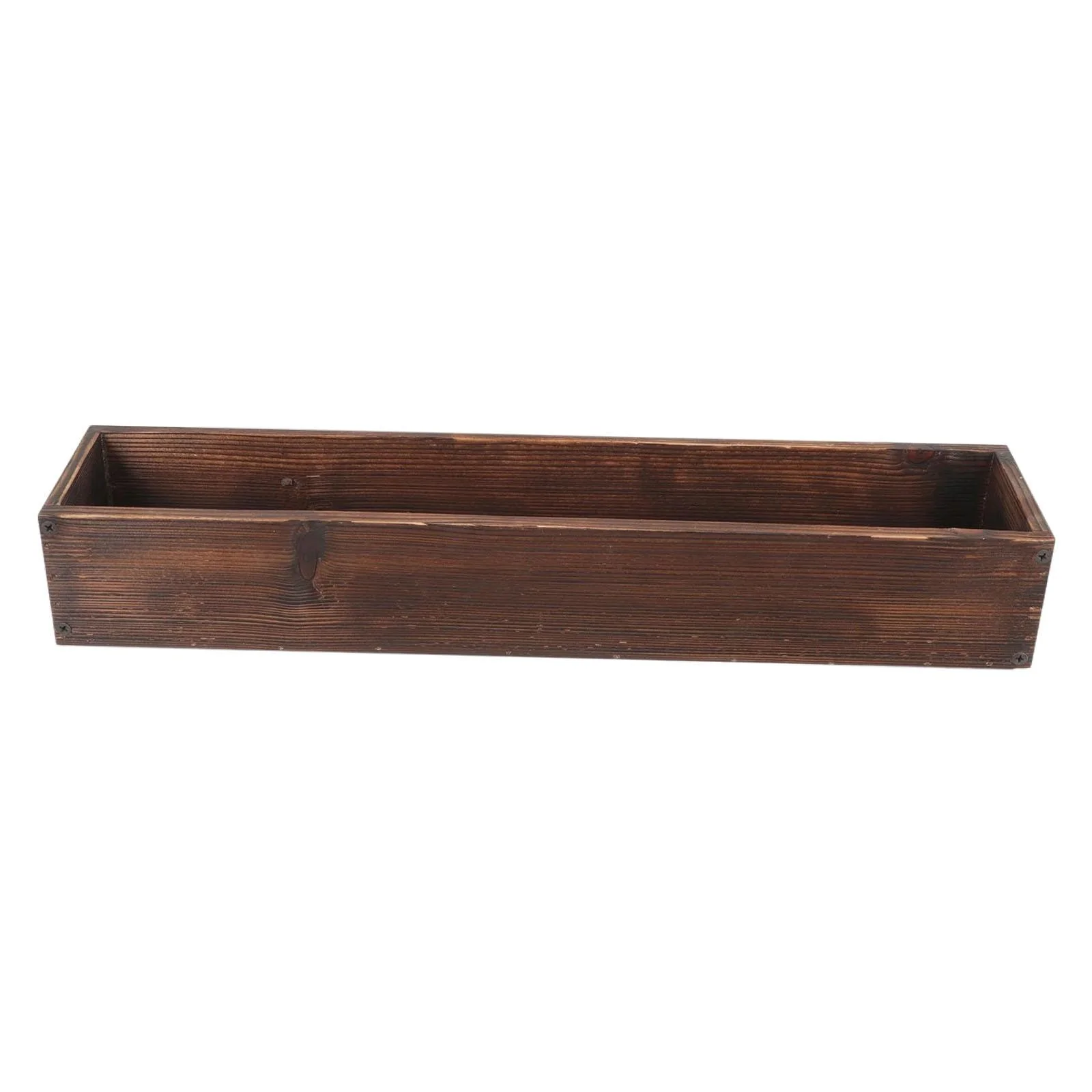 Miulika Rustic Wooden Flower Box Plant Container Novelty Wood Planter Box Decorative Wood Vase for Office Patio Home Windowsill Shelf L