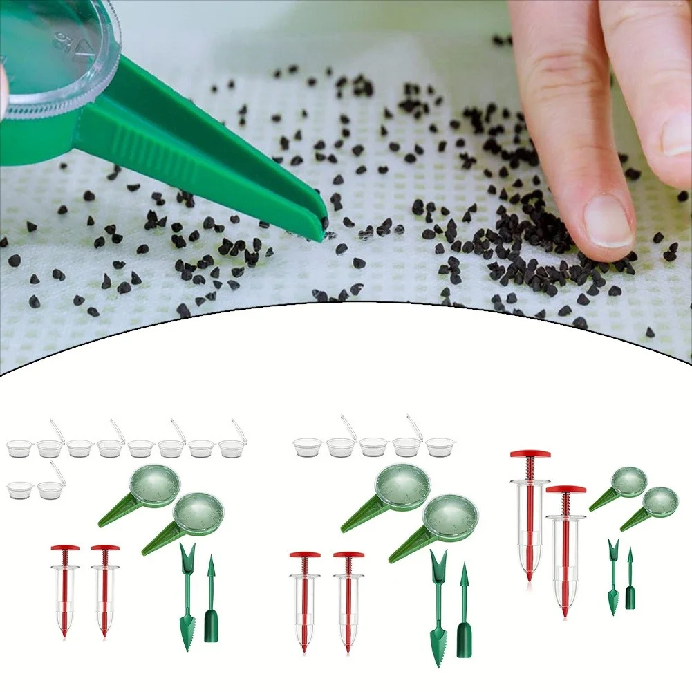 Mini Spreader Garden Tool kit Handheld Sowing Dispenser Manual Dibber Widger Set