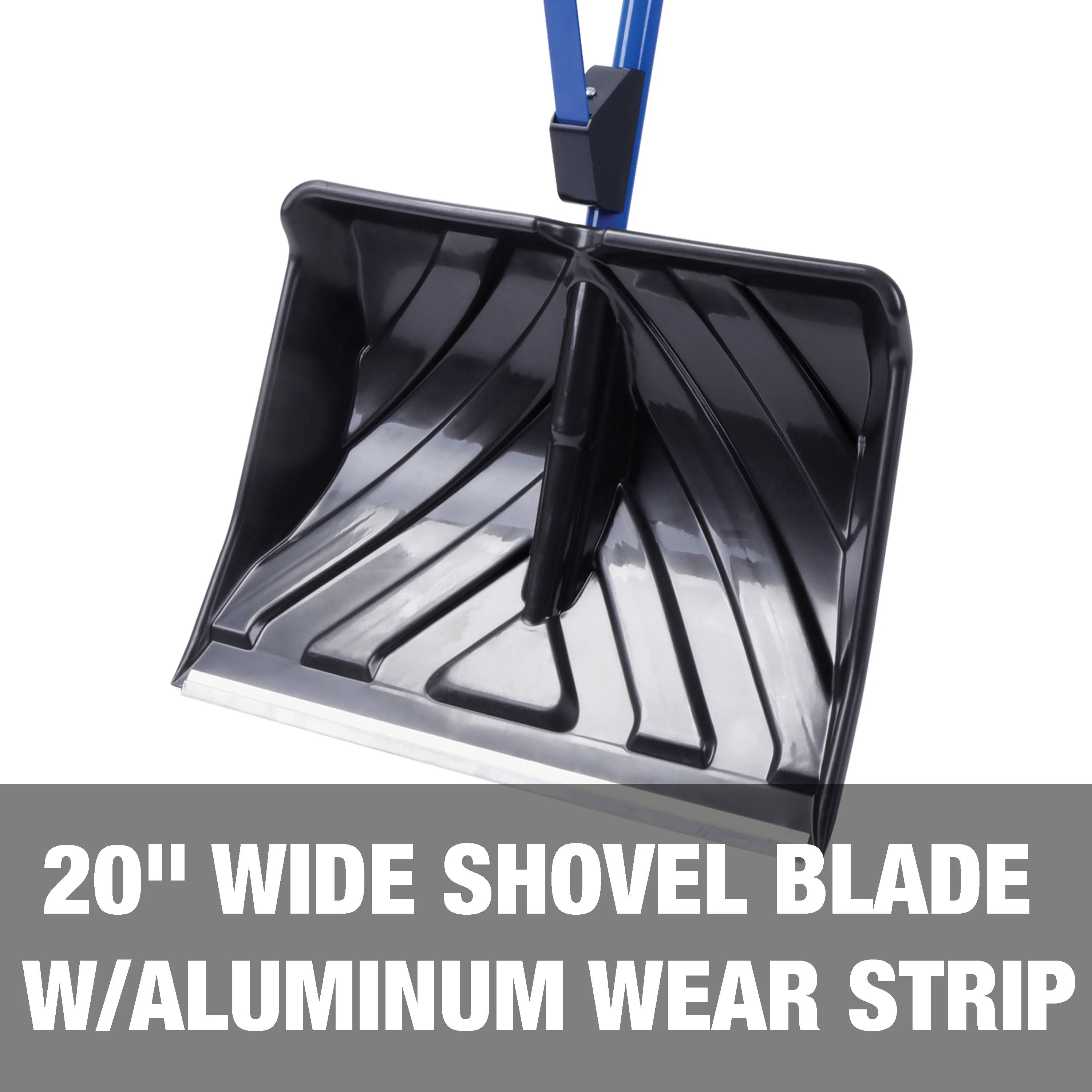 Snow Joe Shovelution Strain-Reducing Snow Shovel, 20-inch Poly Blade, Spring Assisted Handle