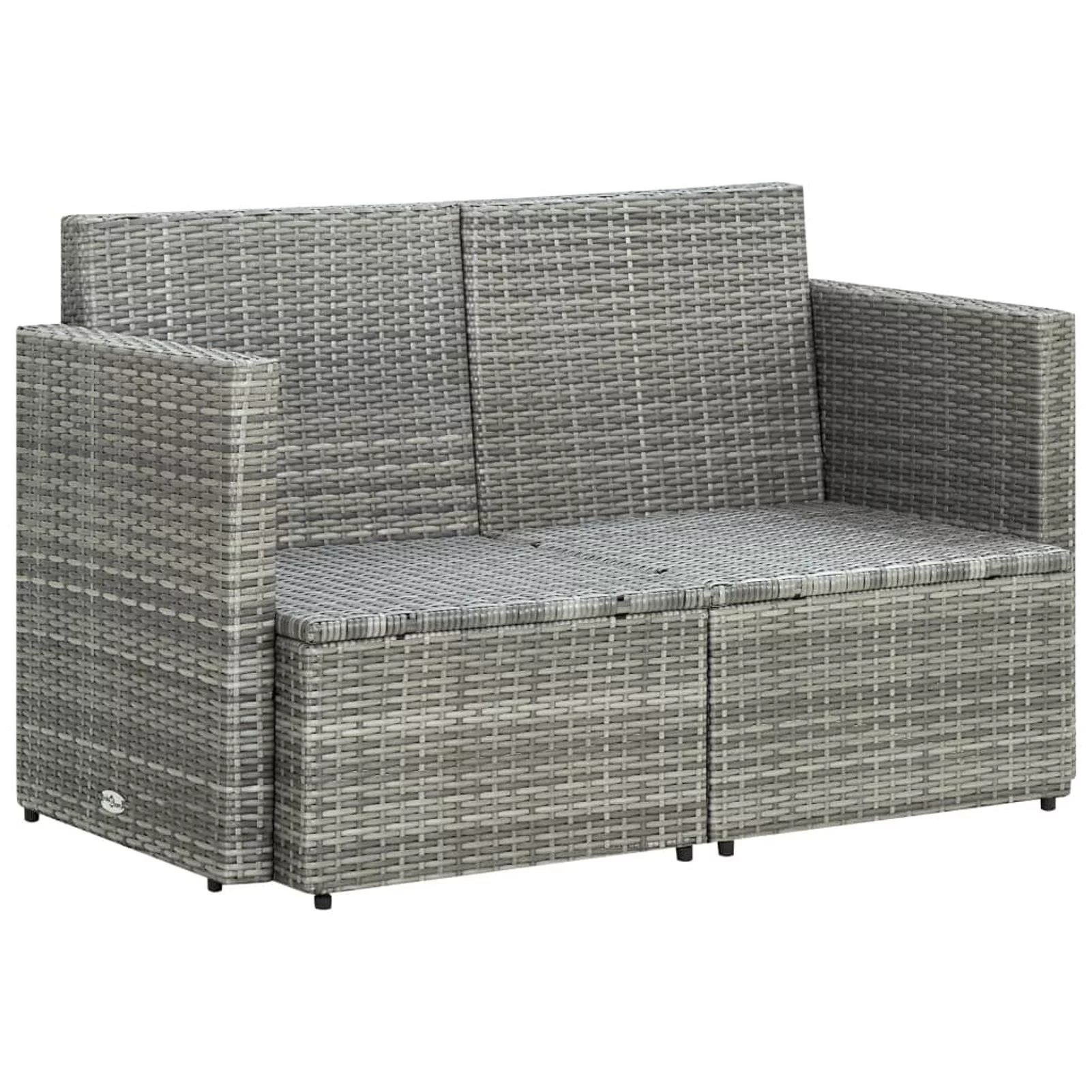 moobody 2 Seater Patio Sofa with Cushions Gray Poly Rattan