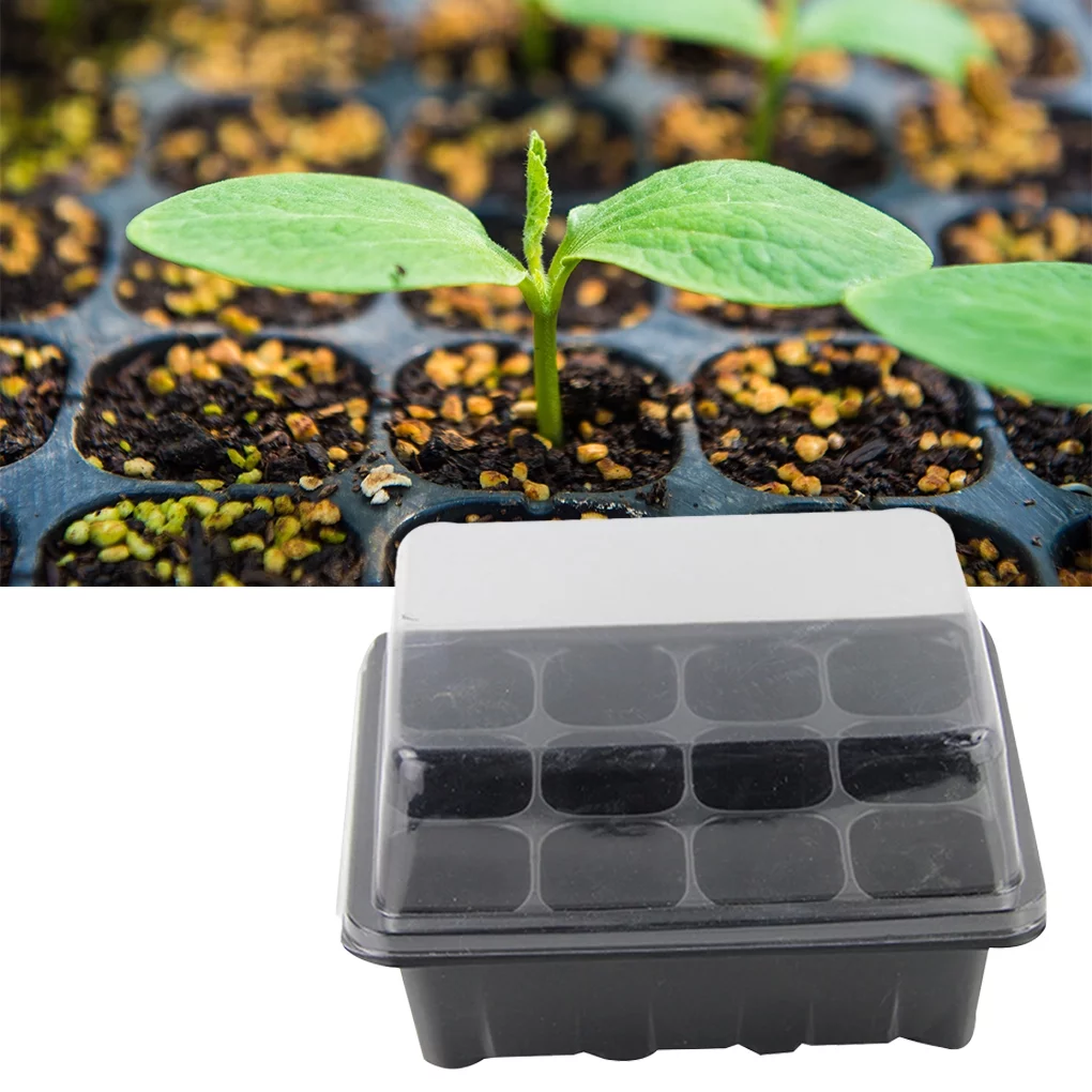 12 Cells Seedling Tray Seed Starter Box Plant Flower Grow Starting Germination Pot