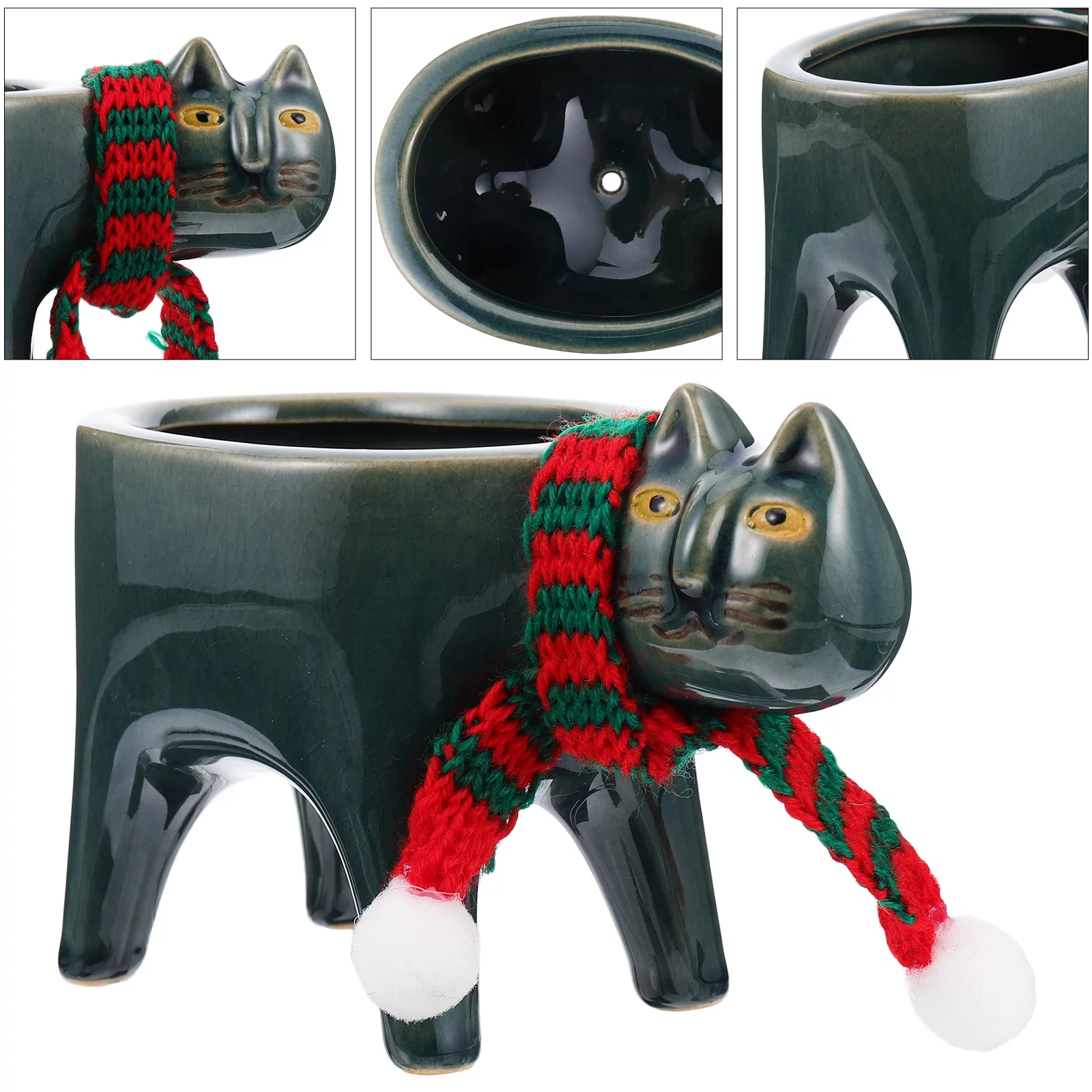 Lovely Cartoon Flower Pot Cat Planter Ceramic Planting Container Decoration