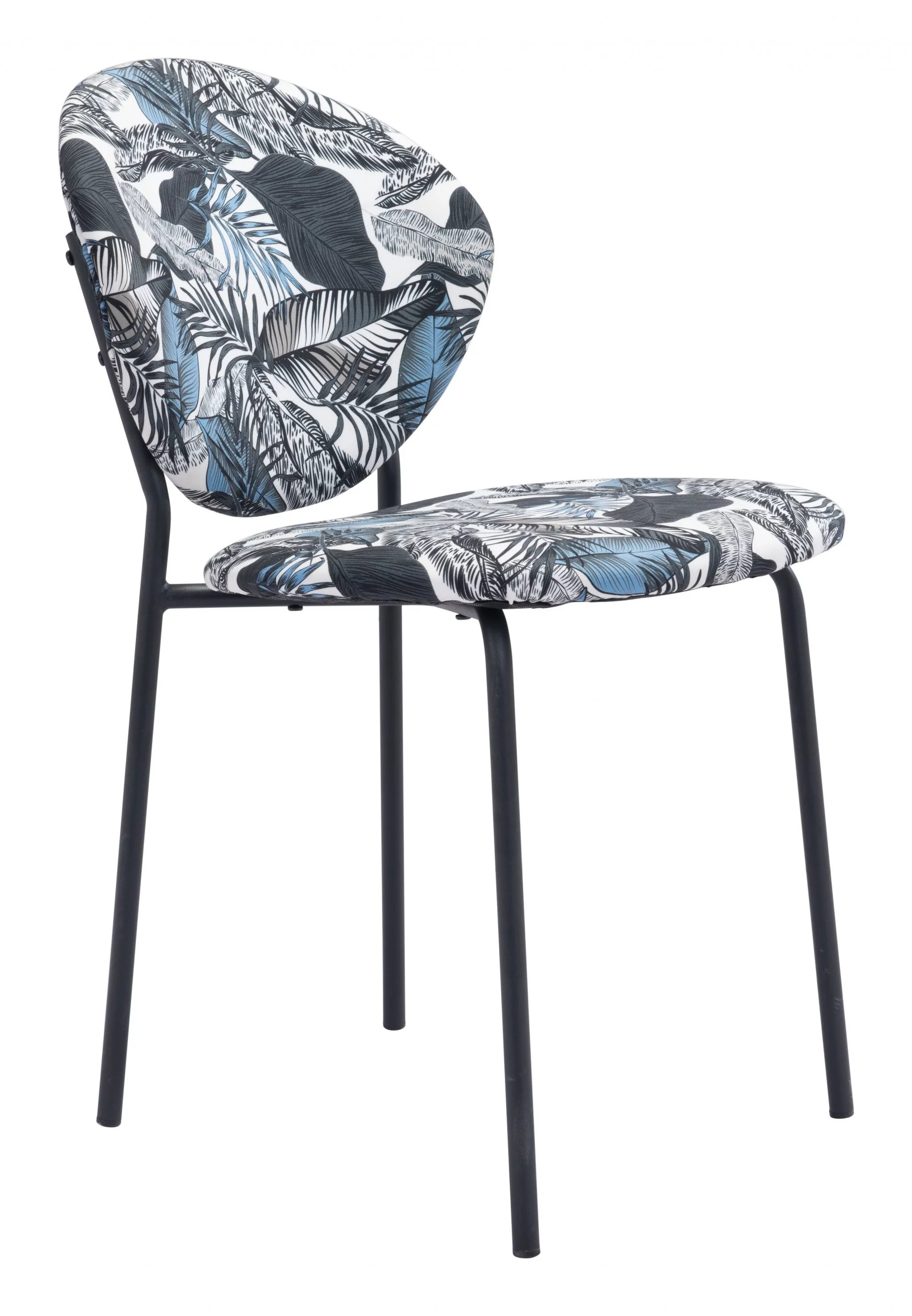 HomeRoots 394662 32.3 x 18.1 x 23.6 in. Blue, Black & White Tropical Design Dining or Side Chairs