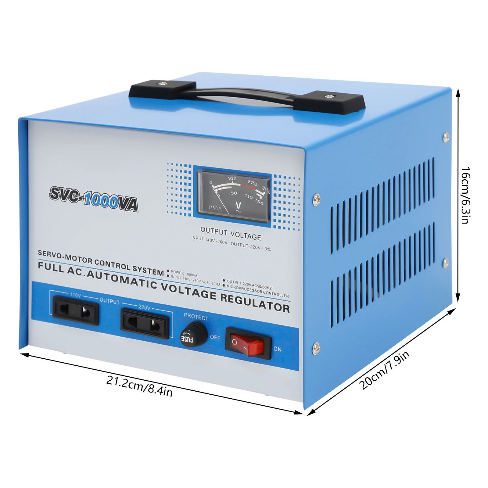 SVC-1000VA Automatic Voltage Stabilizer AC Regulator 140-260V to 110V/220V Voltage Regulator
