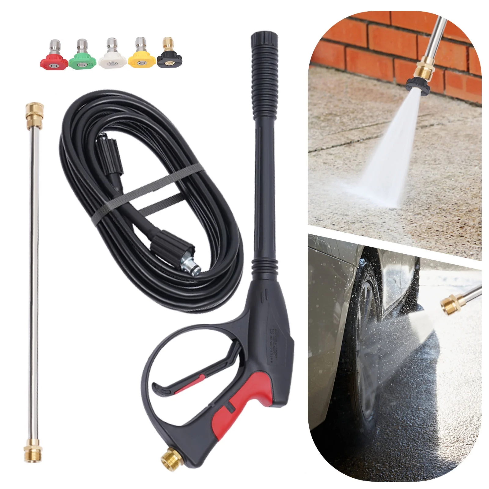 High Pressure 2000psi Car Power Washer Gun Spray Wand Lance Nozzle Hose Kit M22