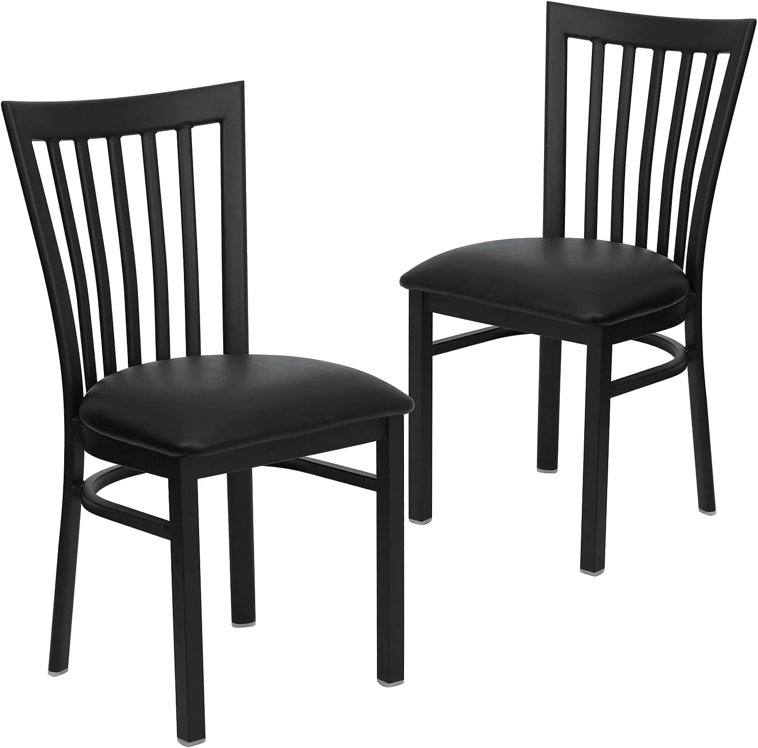 OUWI 2 Pack HERCULES Series Black School House Back Metal Restaurant Chair - Black Vinyl Seat