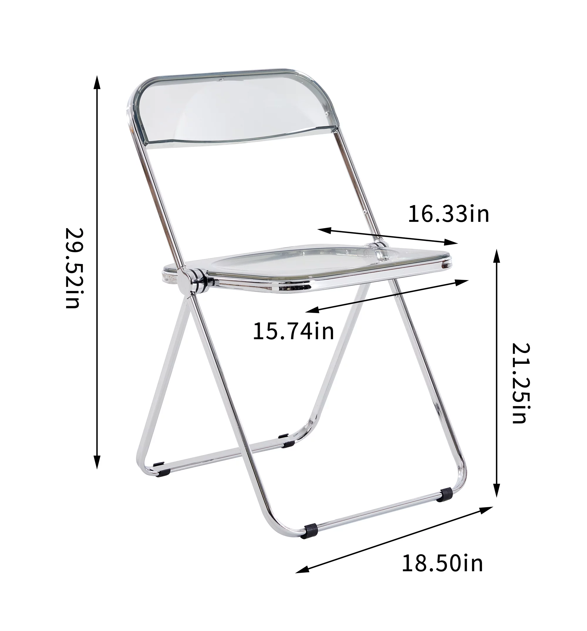 CoSoTower Gray Clear Transparent Folding Chair Chair Pc Plastic Living Room Seat