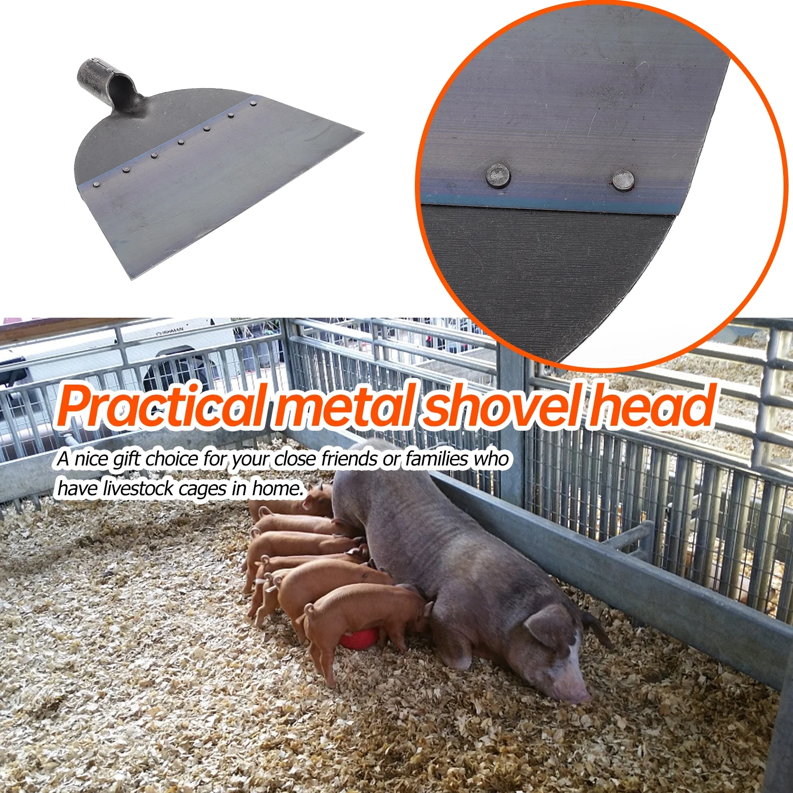 Guichaokj 1pc Steel Shovel Multi-purpose Fowl Manure Push Shovel Replacement Shovel Head