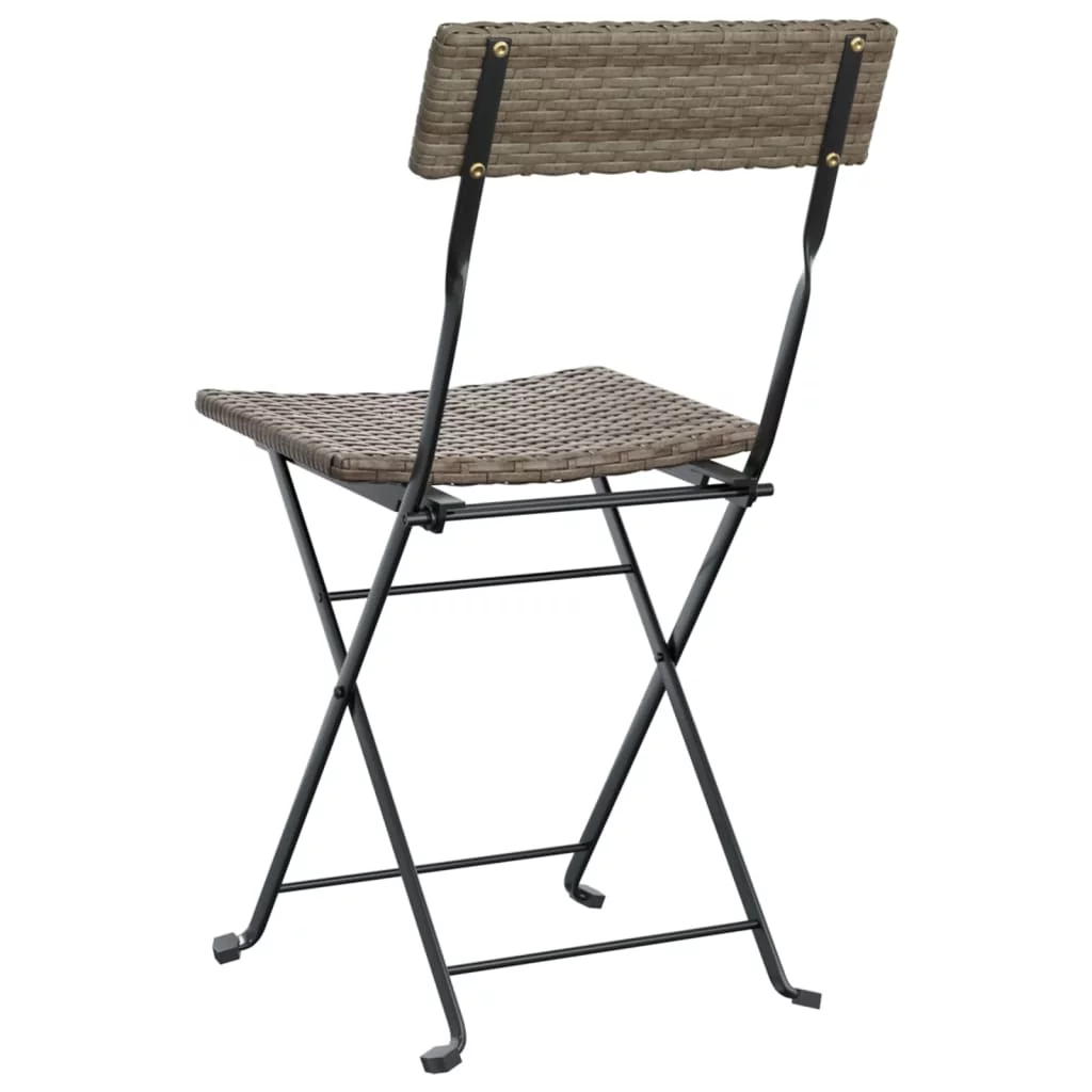 Dcenta Folding Bistro Chairs 6 pcs Gray Poly Rattan and Steel