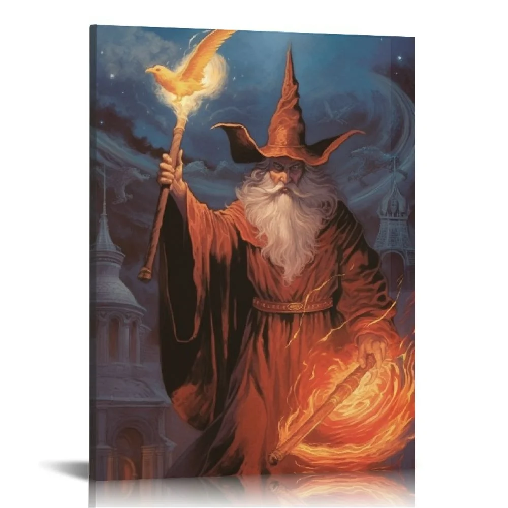 ONETECH Magical Mythical Pegasus Wizard At Night Kids Room Art Print Poster