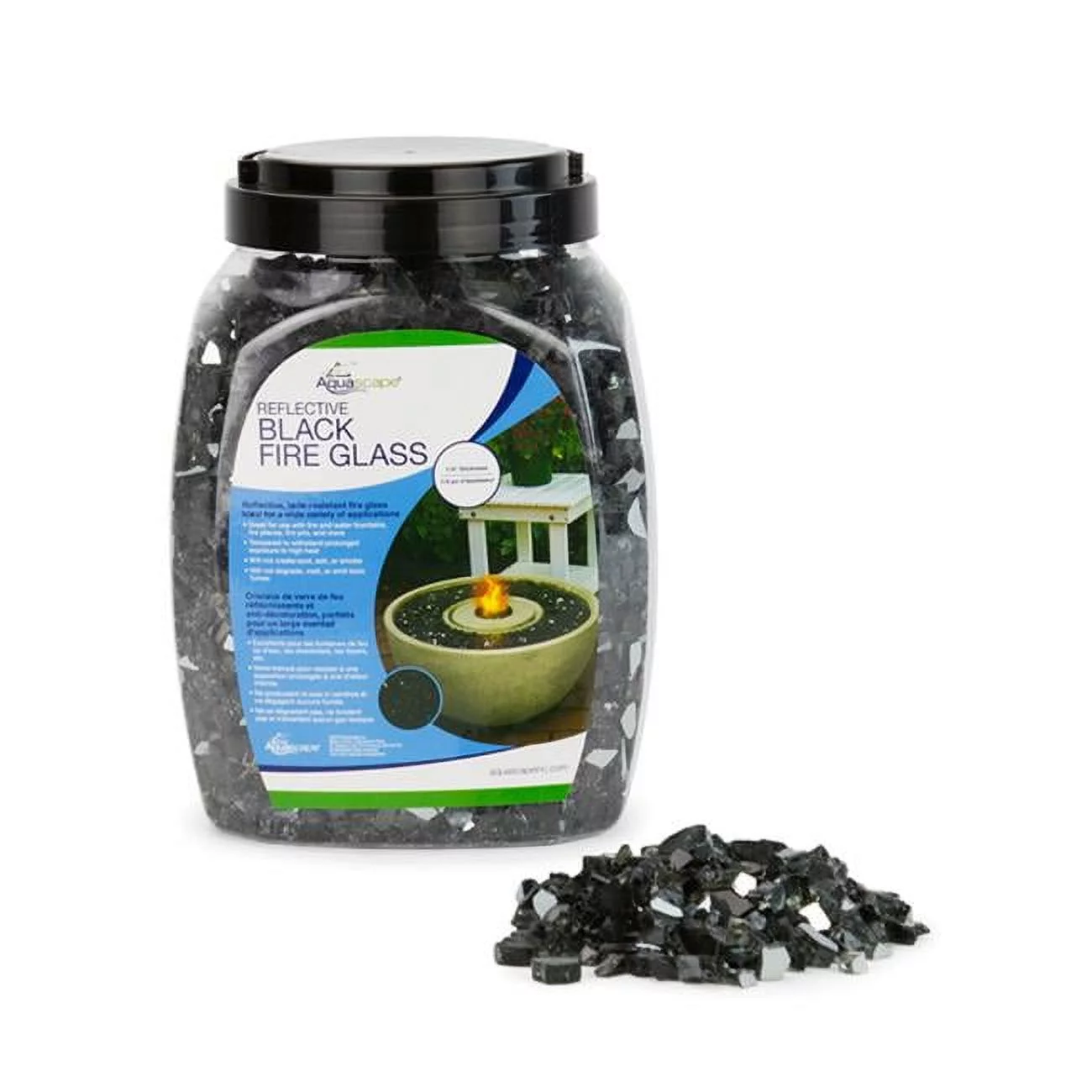 Aquascape  0.25 in. Reflective Black Fire Glass - 10 lbs