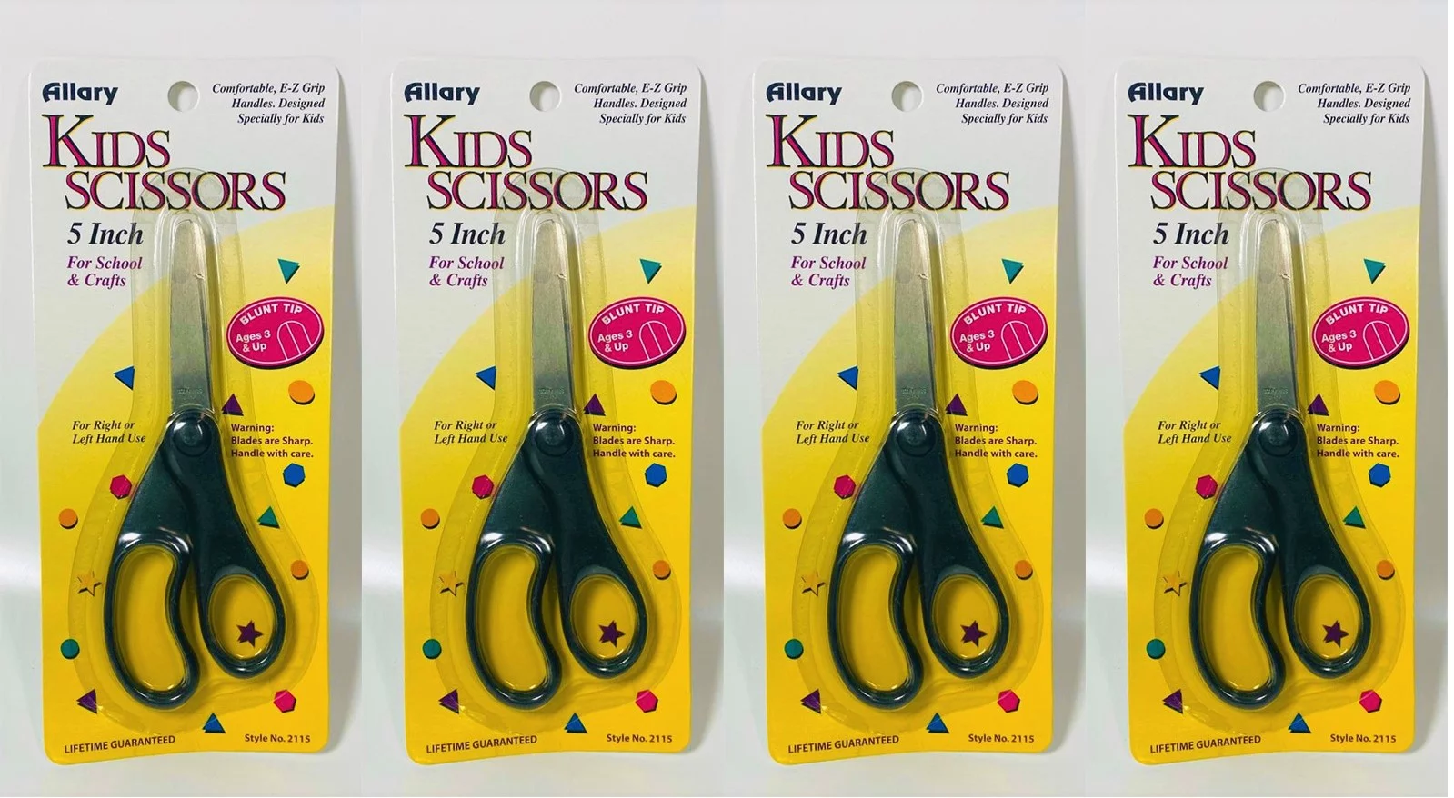 Allary #2111 Kids Scissors, 5 Inch (BLACK) Blunt Tip LOT OF 4