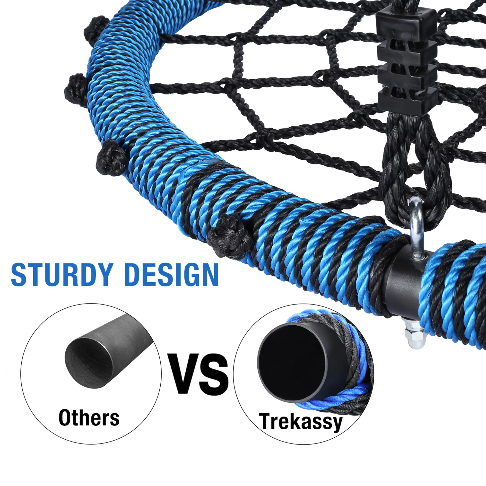 Trekassy 750 lb Spider Web Saucer Swing 40 inch for Tree Kids with Steel Frame and 2 Hanging Straps