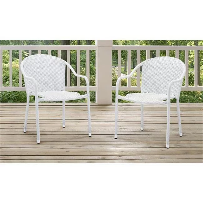 Palm Harbor Outdoor Wicker Cafe Seating Set, White - 3 Piece