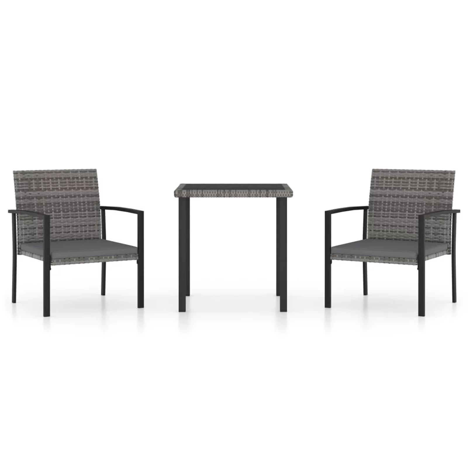Aibecy 3 Piece Patio Dining Set Poly Rattan Gray
