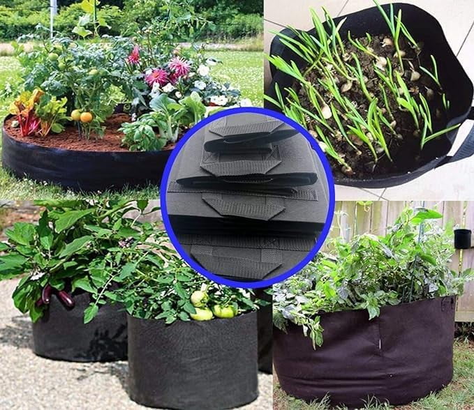 HONGVILLE 10-Pack Black/Green Grow Bags Aeration Fabric Pots w/Handles Root Container