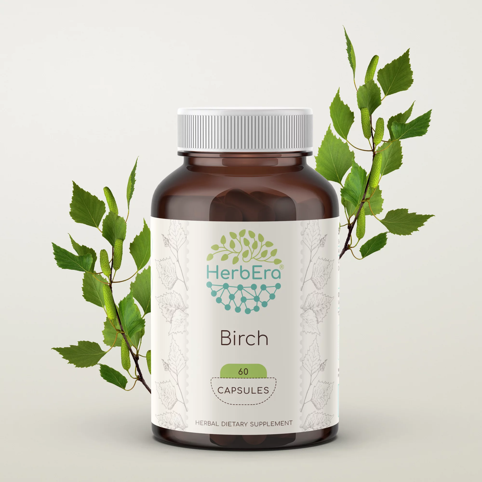 Birch 60 Capsules, 500 mg, Organic Birch (Betula Pendula) Dried Leaf