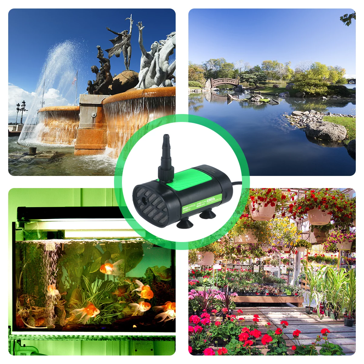 Fountain Pump,7l/min With 10ft 30w Quiet Water 12v Submersible With 10ft Lift Pump 7l/min With Water Pump Pond Fish Lift 3 Size 10ft Lift 3 Nozzle Pond Fish Submersible Water Rusuo