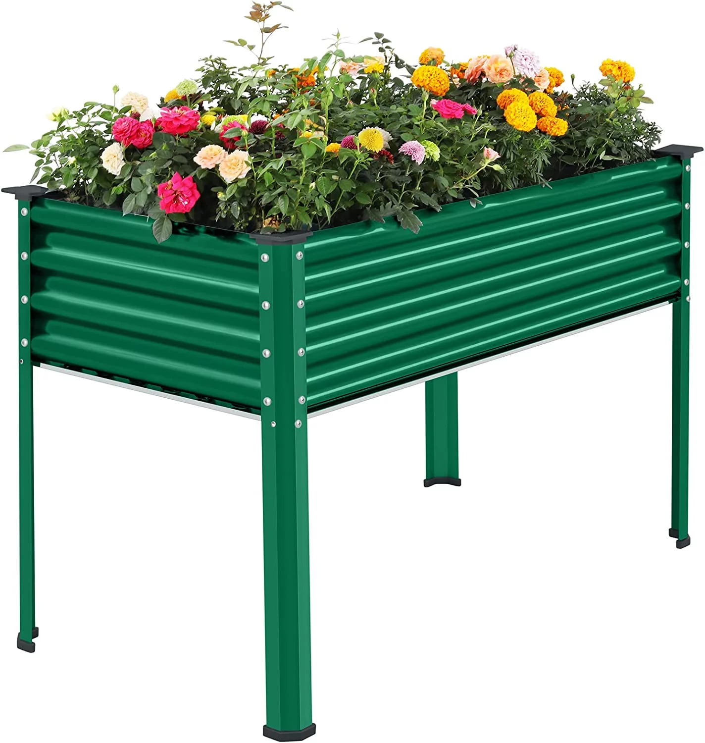 Liffey Galvanized Raised Garden Bed with Legs  48×24×32in Large Metal Elevated Raised Planter Box with Drainage Holes for Backyard  Patio  Balcony  400lb Capacity