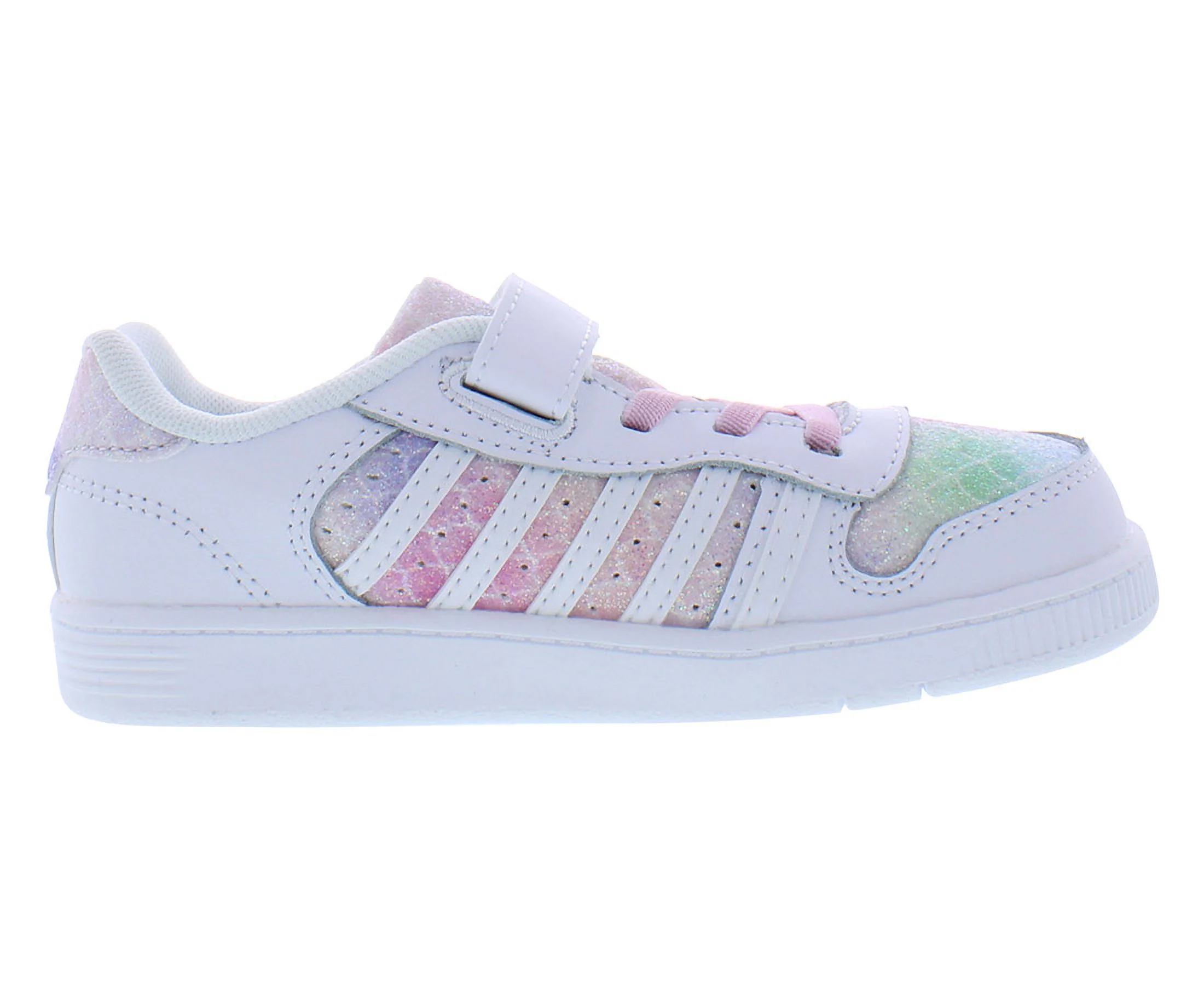 K-Swiss Court Palisades Strap Infant/Toddler Shoes Size 10, Color: White/Mermaid Sparkle