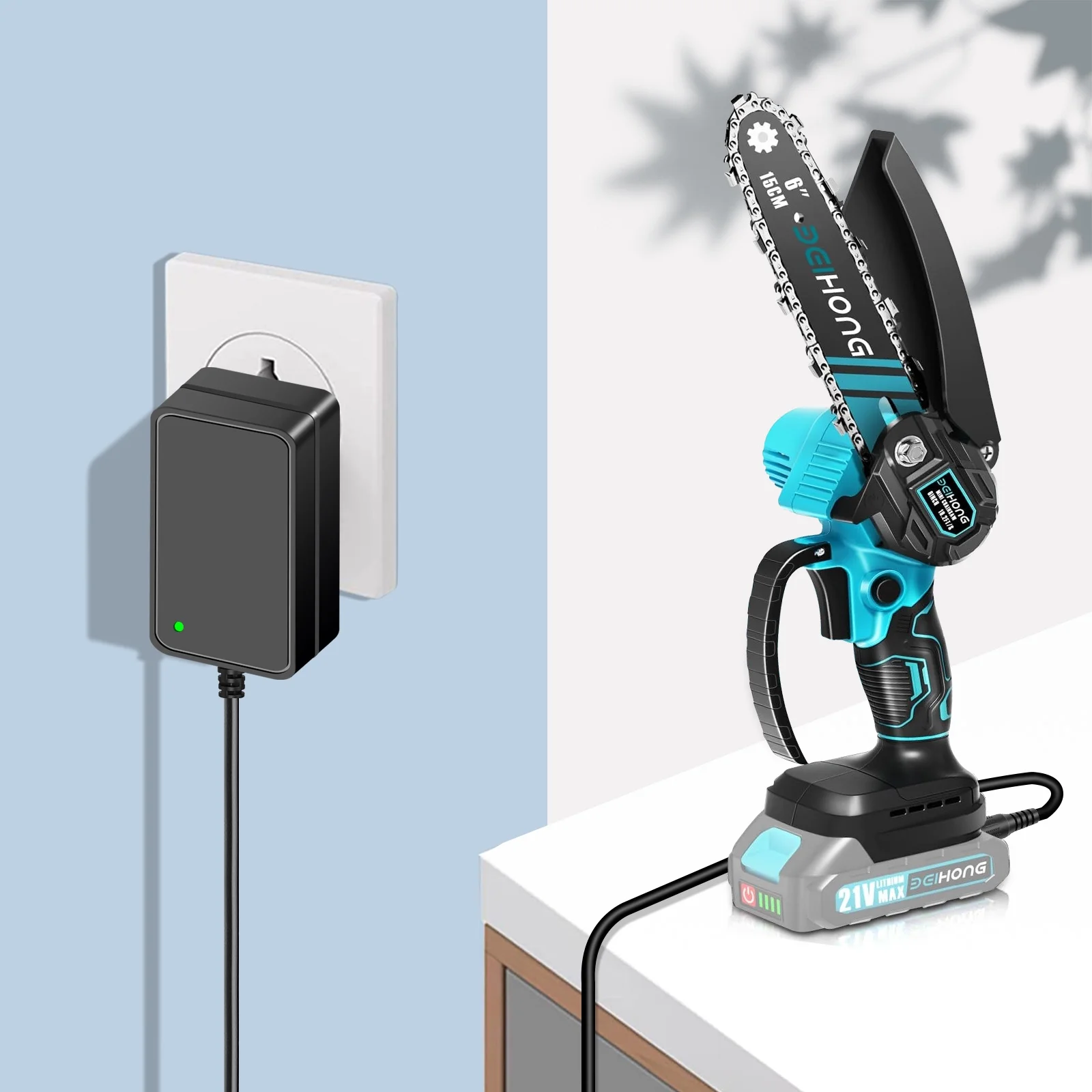 21V MINI Chainsaw Battery Charger, Power Tools Power Supply, for Mini Chainsaw Angle Grinder Electric Wrenches Wireless Car Wash Water Gun Battery (Universal Version)