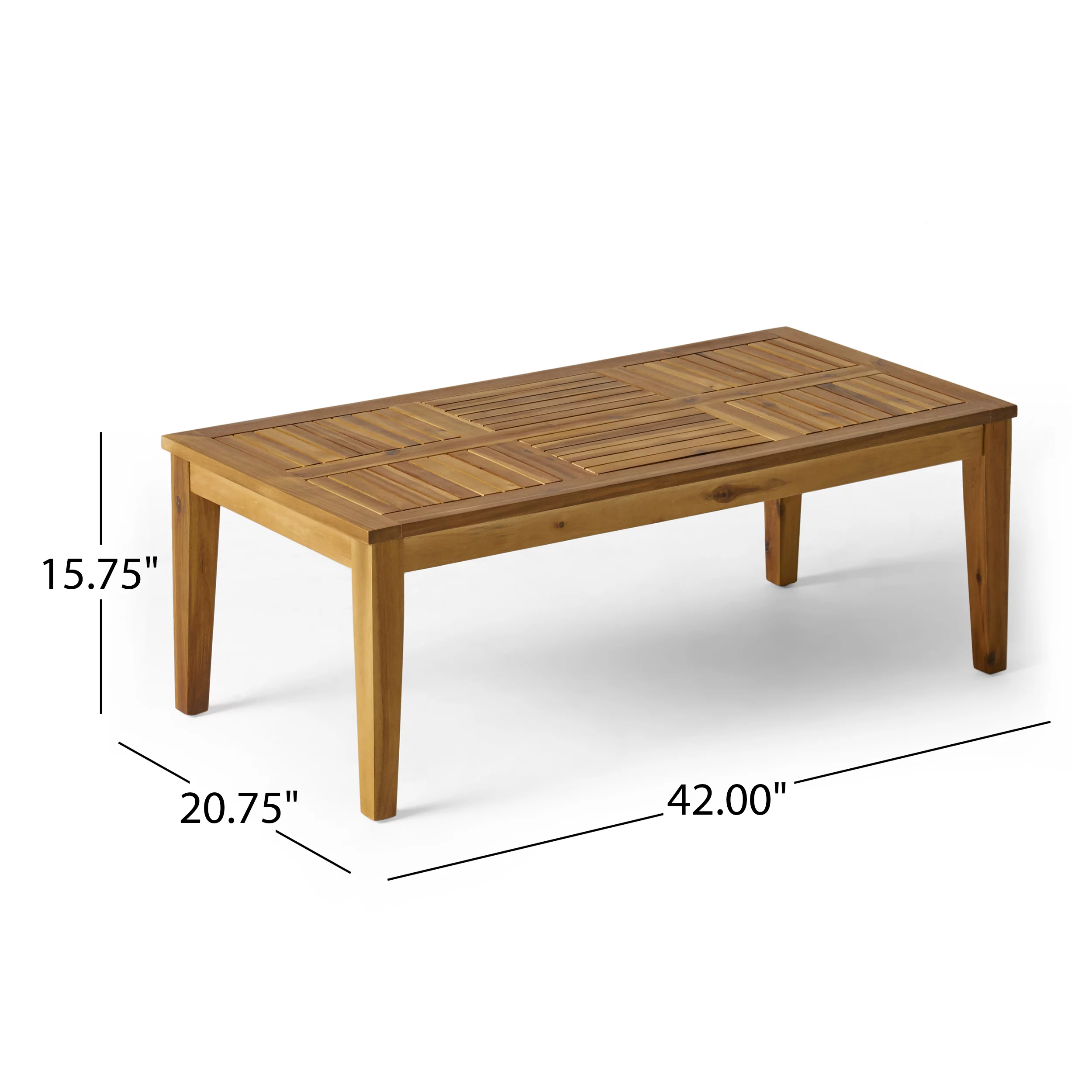 Camdyn Outdoor Wood and Wicker Loveseat and Coffee Table Set, Gray