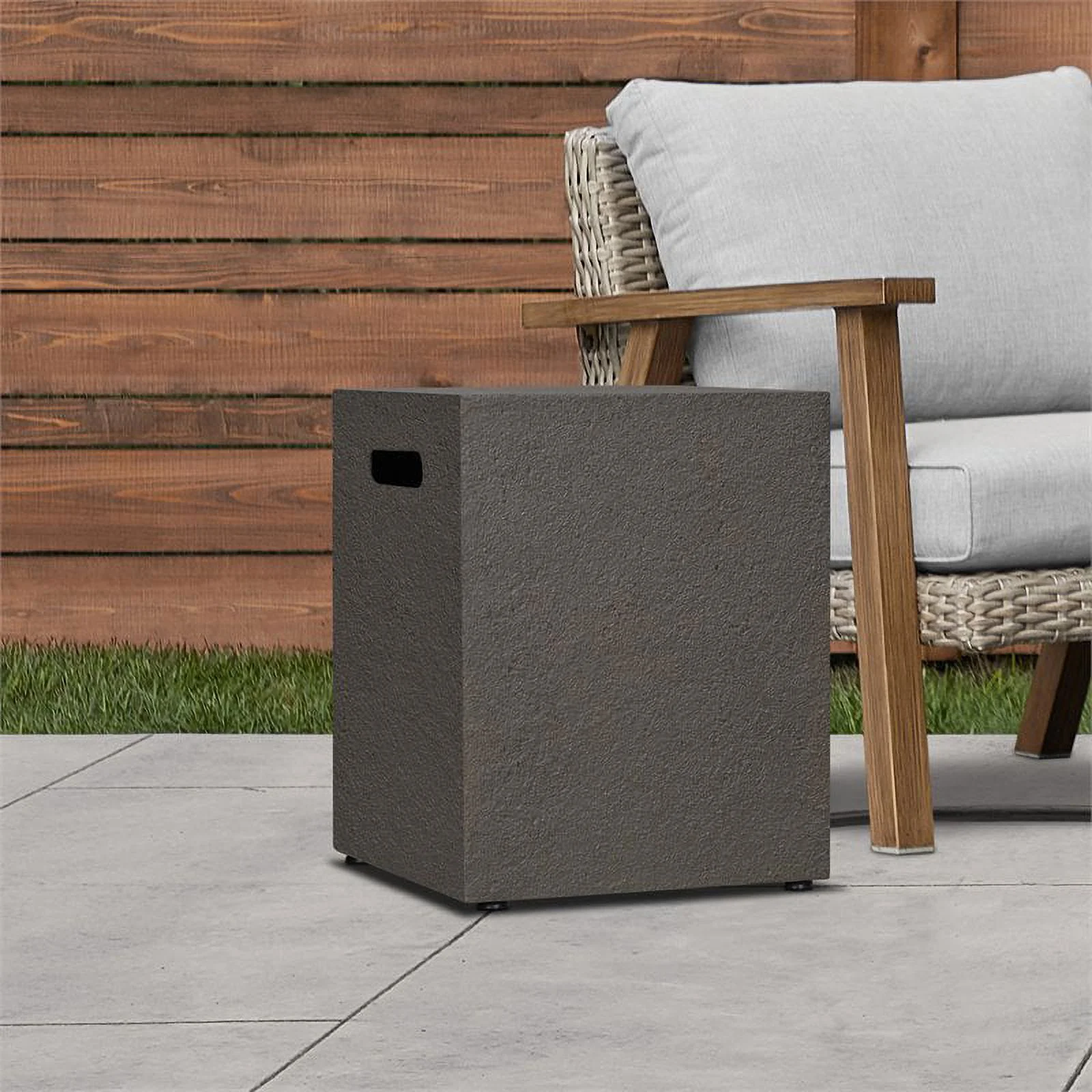 Afuera Living Contemporary Metal Propane Tank Cover in Glacier Gray