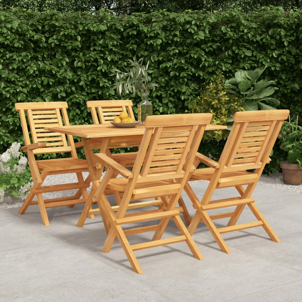 5 Piece Patio Dining Set Solid Wood Teak