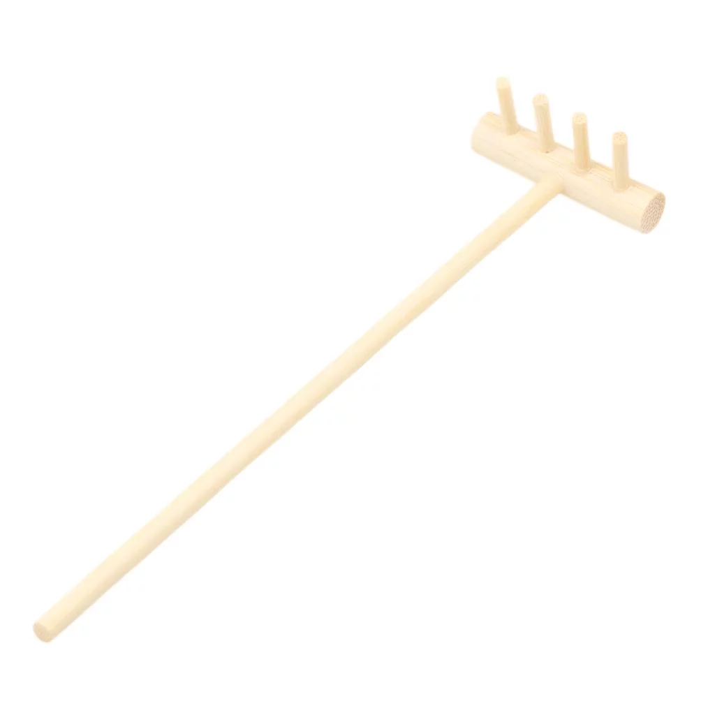 Natural Wood Chip Meditation Accessories Rake Garden Sand Tray Wooden Rake